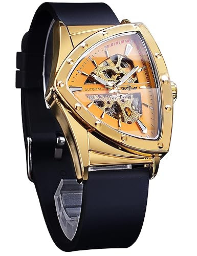 FORSINING Skeleton Watches for Men, Automatic Mechanical Watch with Triangle