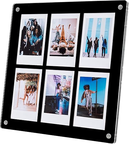 The Happy Frame Collage - Marco de fotos de 8 x 8 pulgadas, marco Polaroid para fotos, marco acrílico flotante magnético Instax Mini con imán y