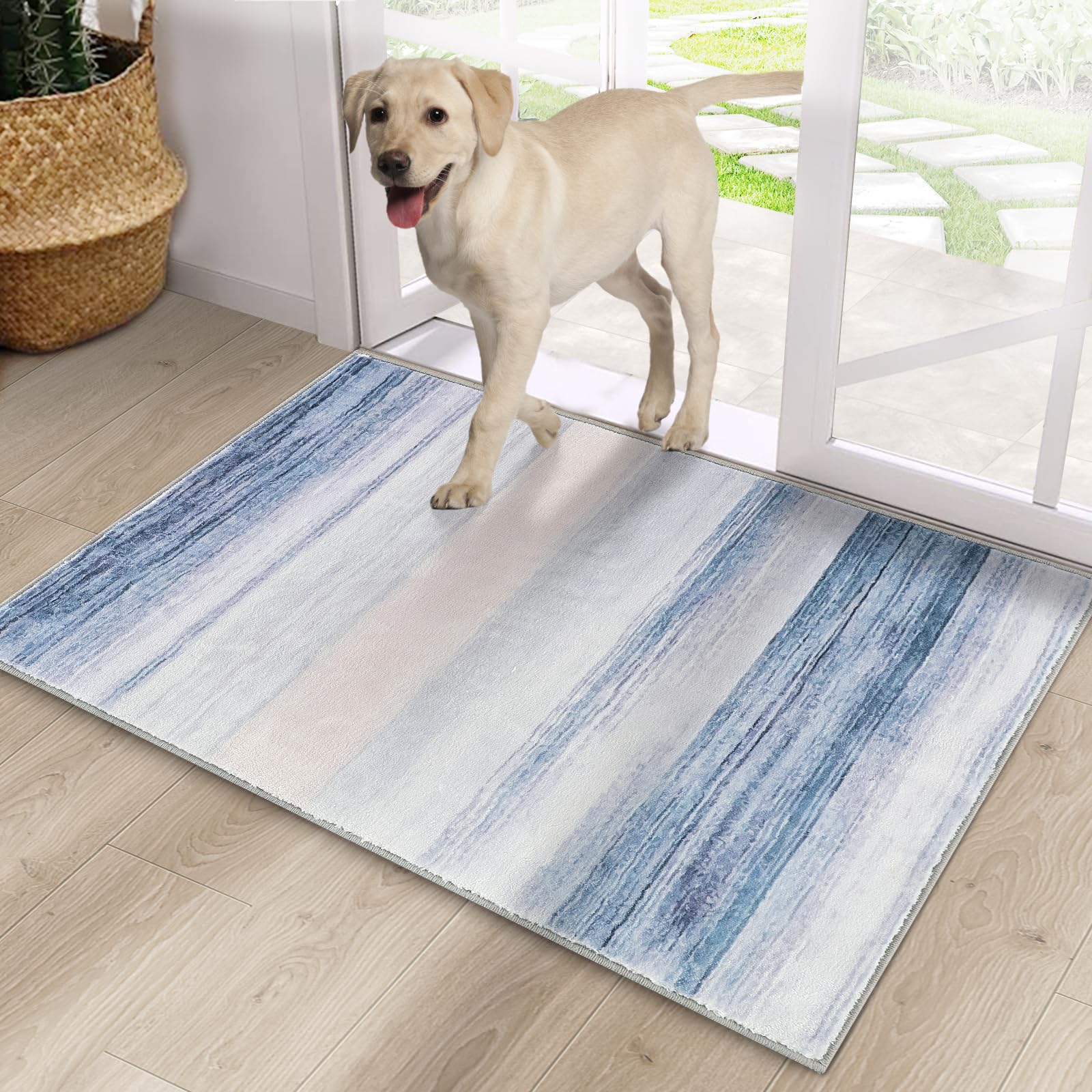 CRISTGEE Door Mat, Front Indoor Door Mat Faux Wool Non-Slip Entryway Rug Absorbent Abstract Throw Rug for Indoor Entrance Hallway Laundry Room, High
