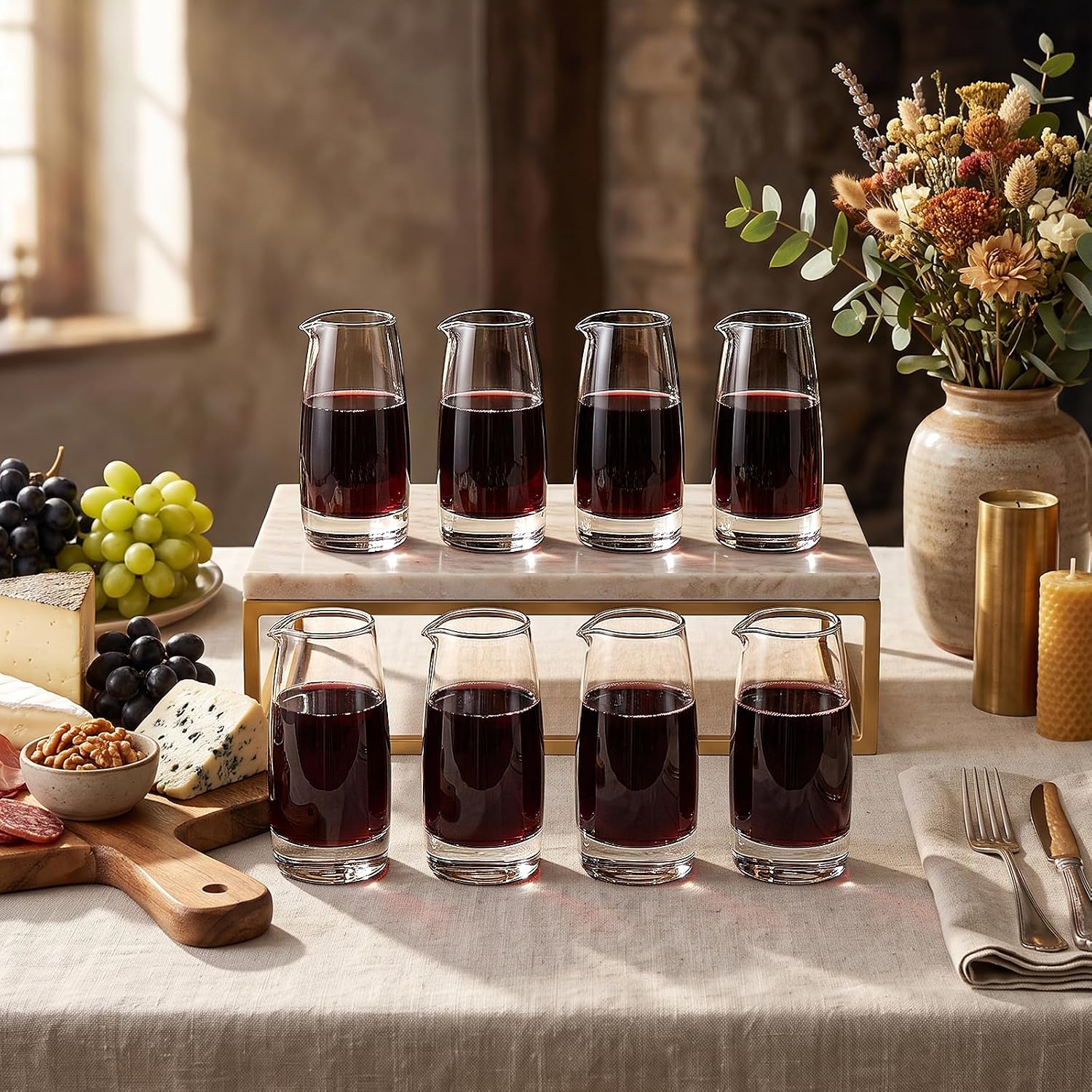 8 Pack Spouted Wine Carafe Glass, 5 Oz Creamer Milk Pouring Pitcher