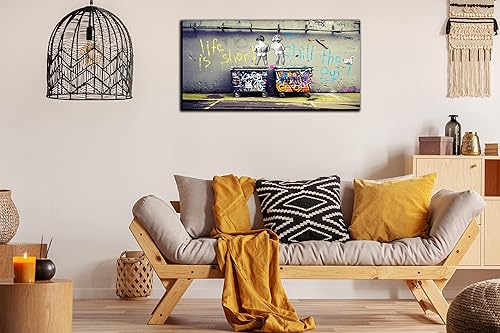 Miniatura 103 de JKWALL77 Arte de pared de graffiti – Decoración de pared de arte abstracto grande – Arte de pared en lienzo para sala de estar, listo para colgar