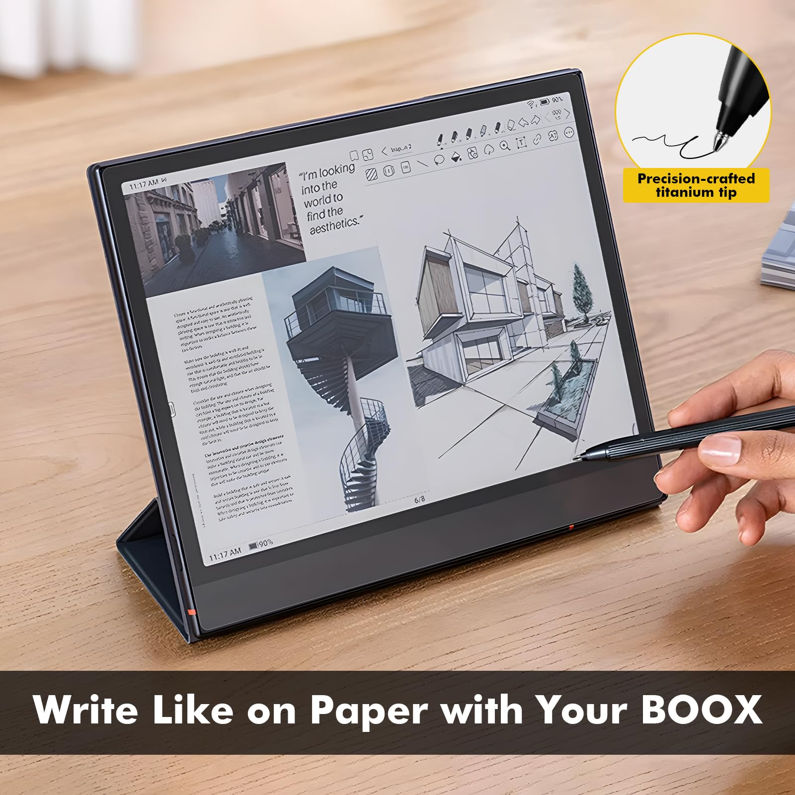 Protecteur D'écran Paperfeel + Pointe Titane Pour BOOX Note Air 4C/3C - Texture Papier, Anti-reflet - Compatible Stylet BOOX