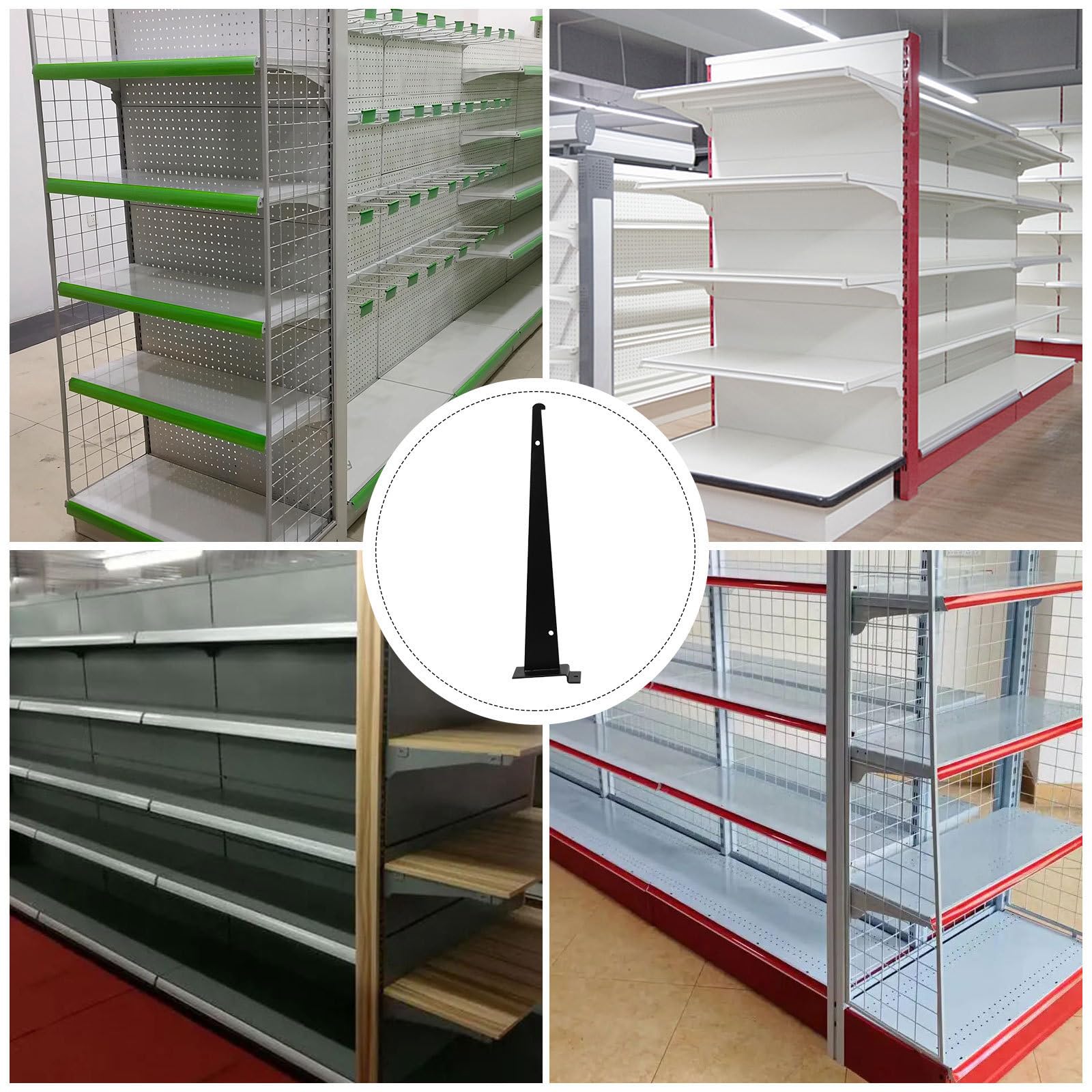 SHERCHPRY Soportes para Estantes de Hierro Negro 6 Piezas Soldadura Continua y Fácil Instalación Resistentes para Estanterías de Listones Ideales para Supermercados y Almacenes