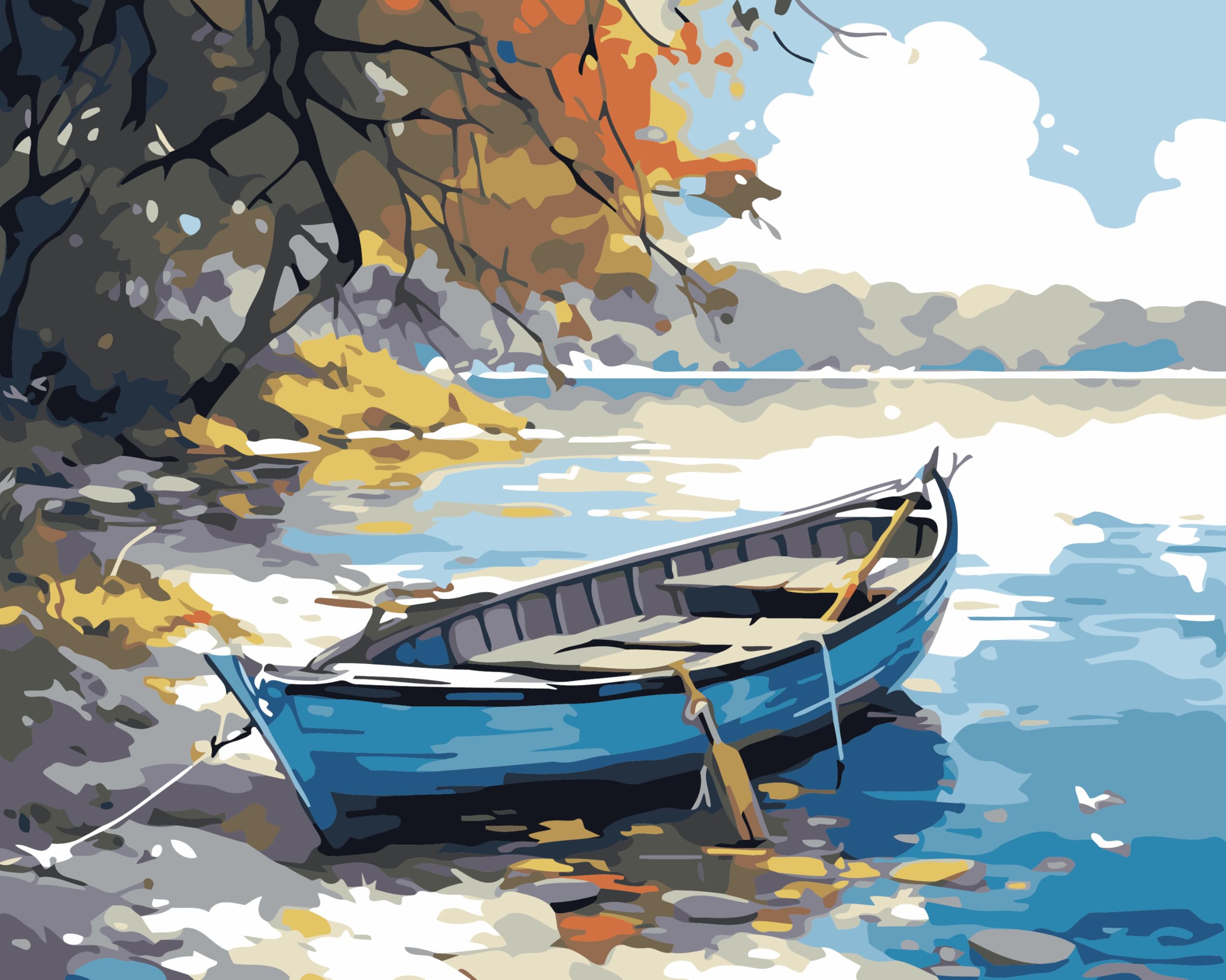 CaptainCrafts Paint by Numbers for Adults Beginner 16x20 Inch DIY Craft Art Paintings Home Wall Decor (with Frame, Little Sailboat)