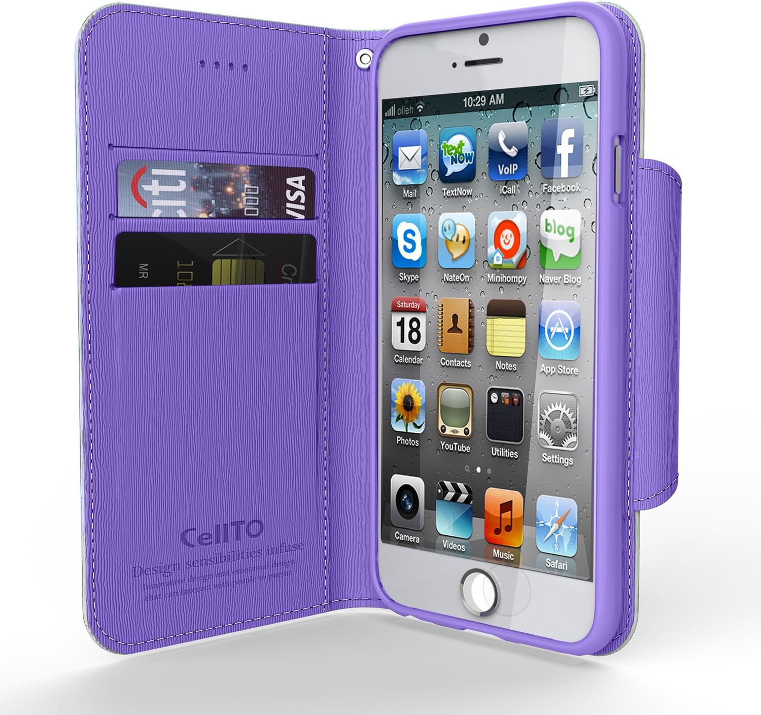 iPhone 6S Plus Case, Cellto PU Leather Wallet Cover Stand and Reversible Magnetic Flap Flip Cover for iPhone 6 Plus (2014) / 6S Plus (2015) - White/Purple