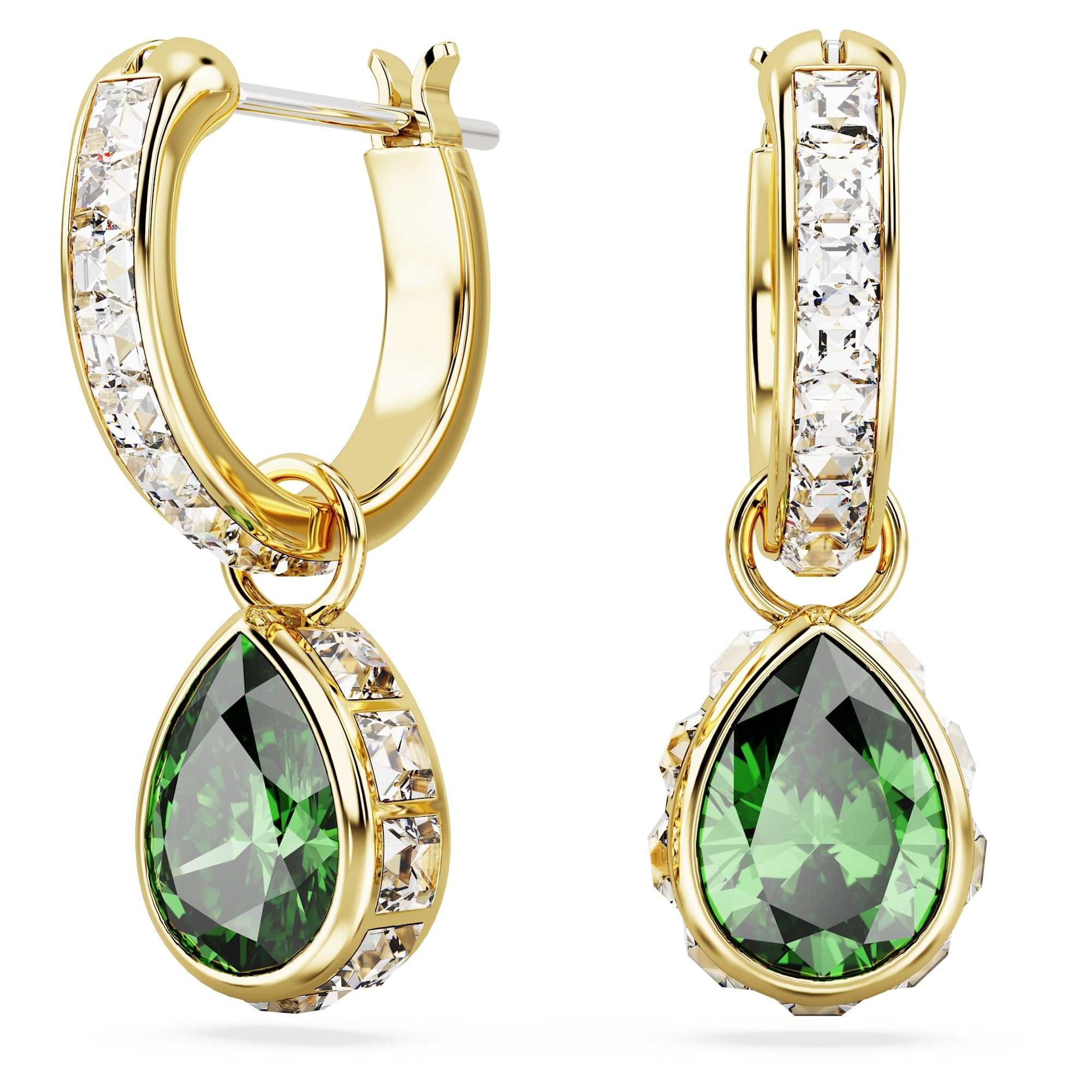 Swarovski Hängeohrringe – Grüne und vergoldete Ohrhänger mit Swarovski Kristallen