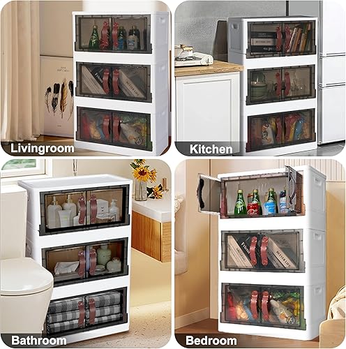 Miniatura 5 de Kate and Laurel - Contenedores de almacenamiento de plástico con tapas, gabinete de almacenamiento de 120 cuartos de galón (30 galones), paquete de