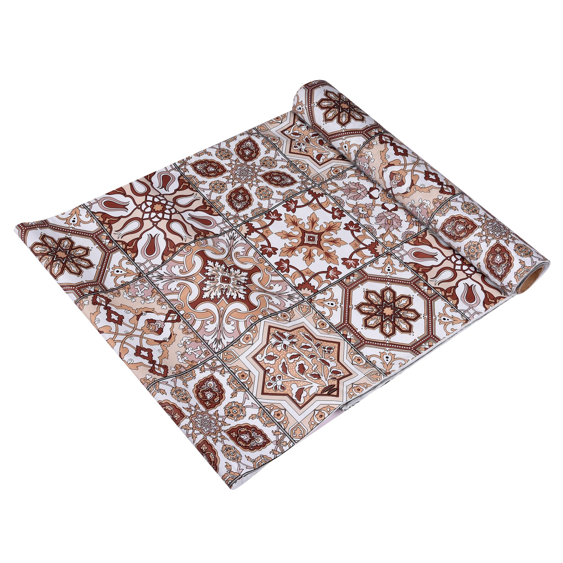 Kuber Industries floral Shelf Liner|PVC Kitchen Cabinet Shelf Mat|Shelf Mat for Drawer Organizer|Fridge Mat|Table Placemat|Star Design Wardrobe Mat|10 Meter|Brown-picture-11