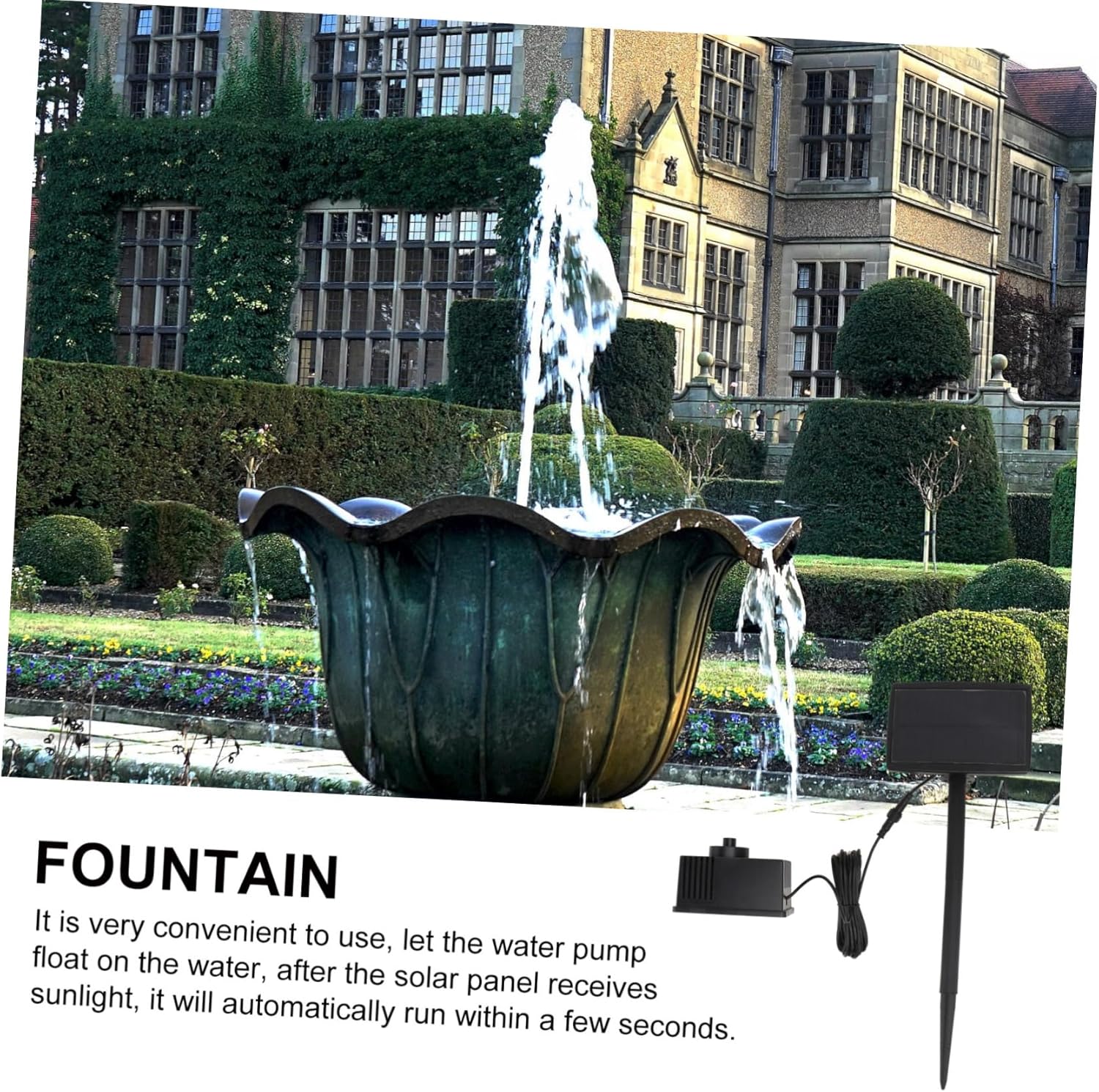 1set Multi-purpose Solar Fountain Kit for Landscape and Automatic Water Pump Easy to Install Design Solar-powered