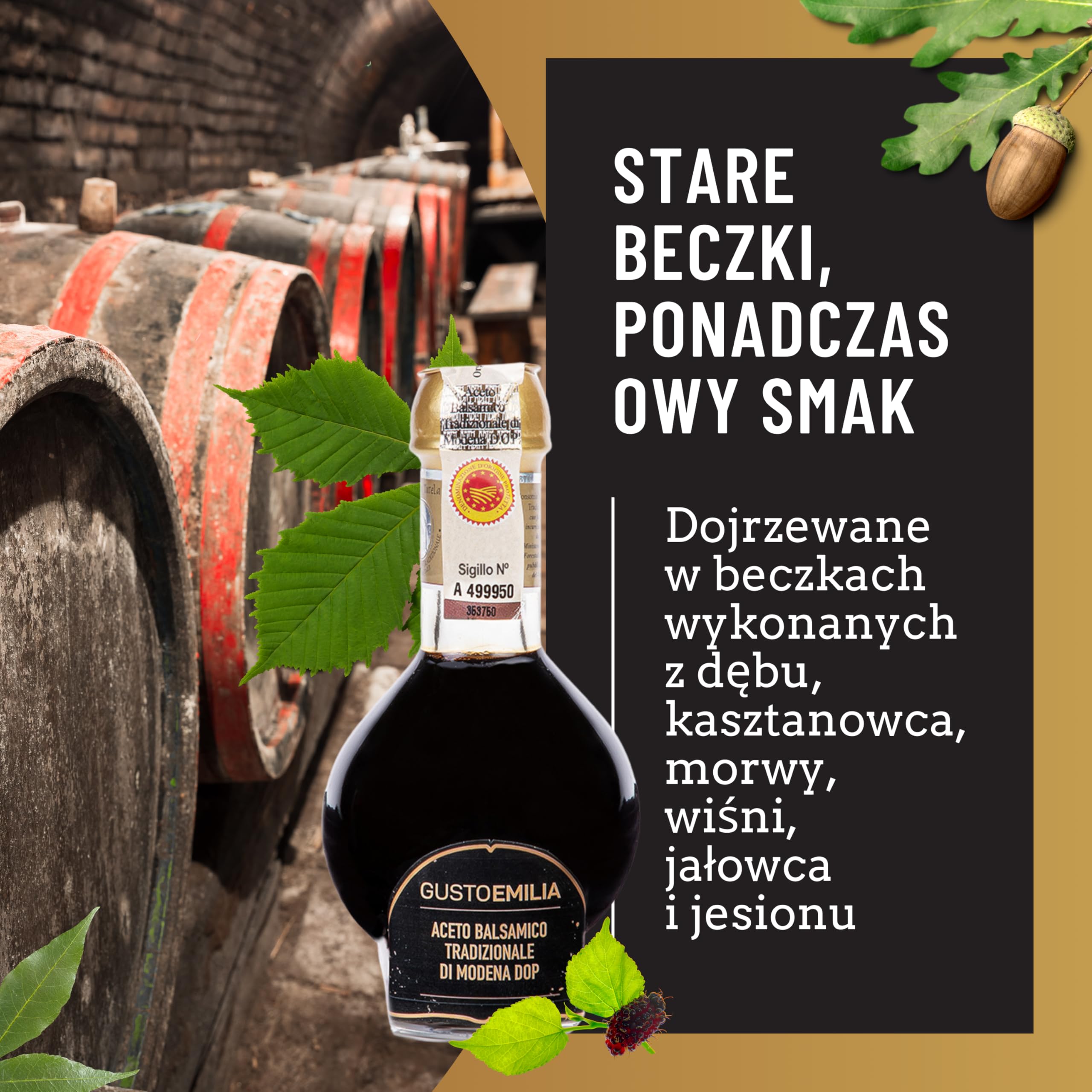GUSTOEMILIA Tradycyjny 12-letni Ocet Balsamiczny Modena IGP - Idealne Dopasowanie z Dojrzewającym Parmigiano Reggiano - Wyprodukowano we Włoszech 3,38 fl oz (100 ml)
