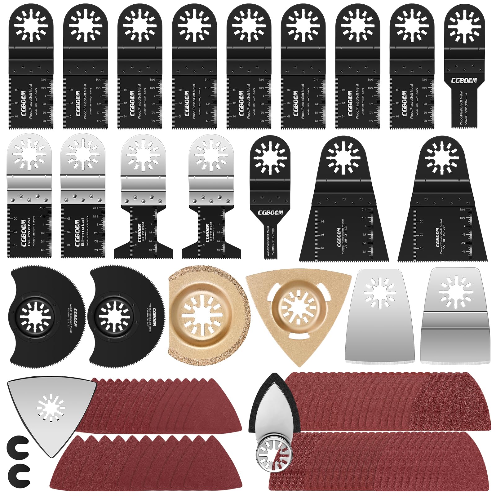 105 Pcs Oscillating Saw Blades Set Universal Wood and Metal Multi Tool Blades Quick Release Multitool Accessories for Bosch DeWalt Fein Craftsman Dremel Ridgid Ryobi Makita Milwaukee