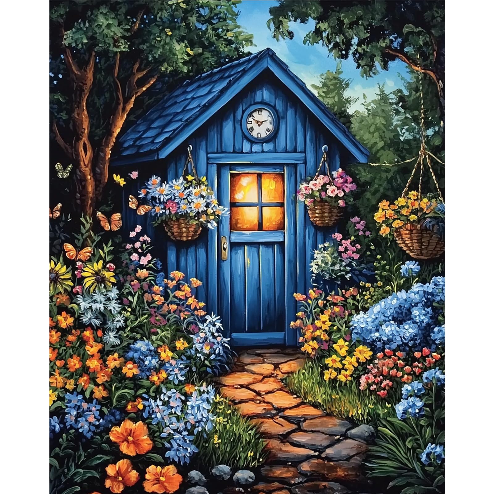 MAXBYE Adults Cottage Paint by Numbers Kit, DIY Flowers Painting by Numbers
