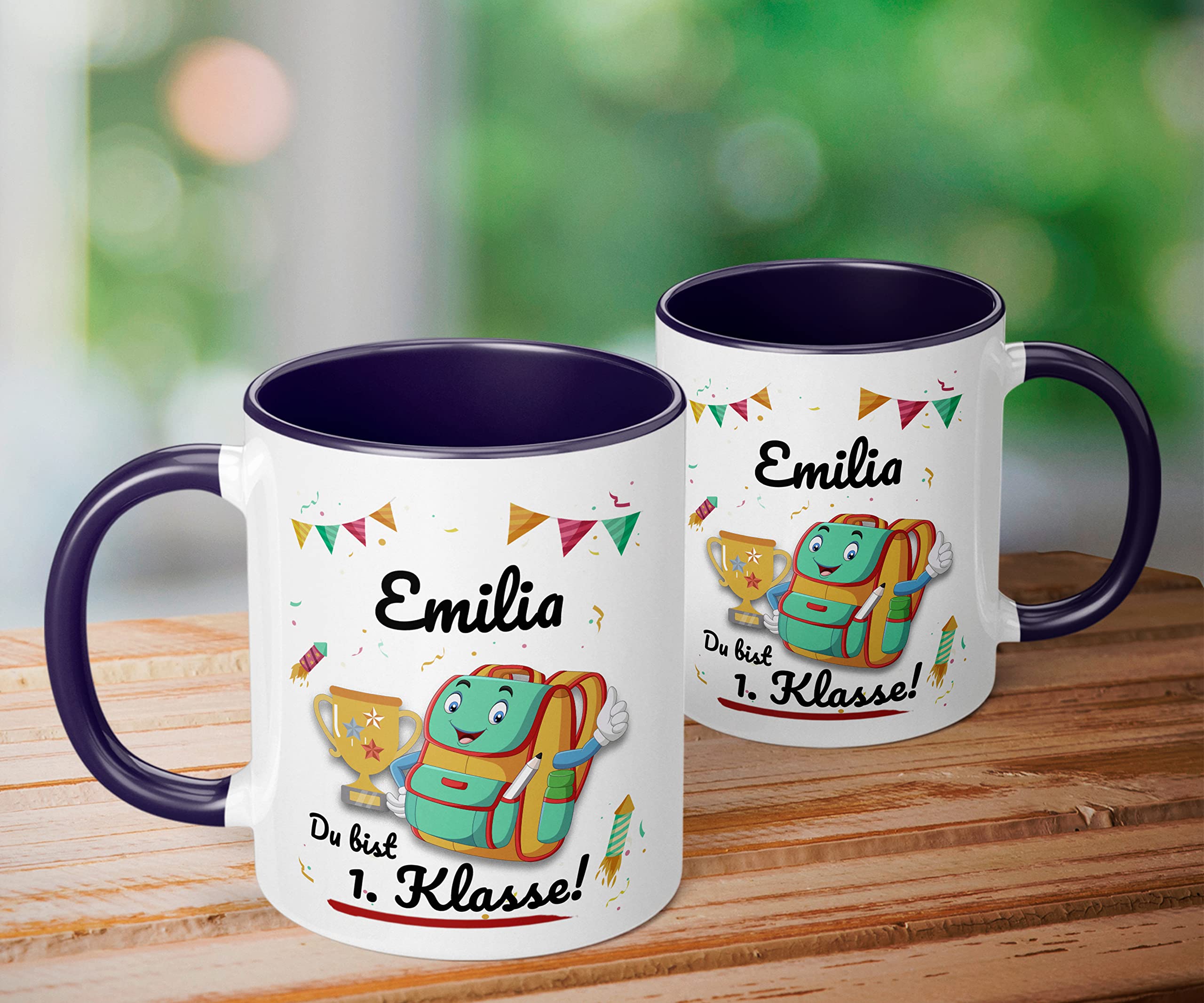 Manufaktur Liebevoll Emaille-Tasse Zur Einschulung | Mit Spruch „Du Bist 1. Klasse“ | Geschenk Für Jungen In Blau