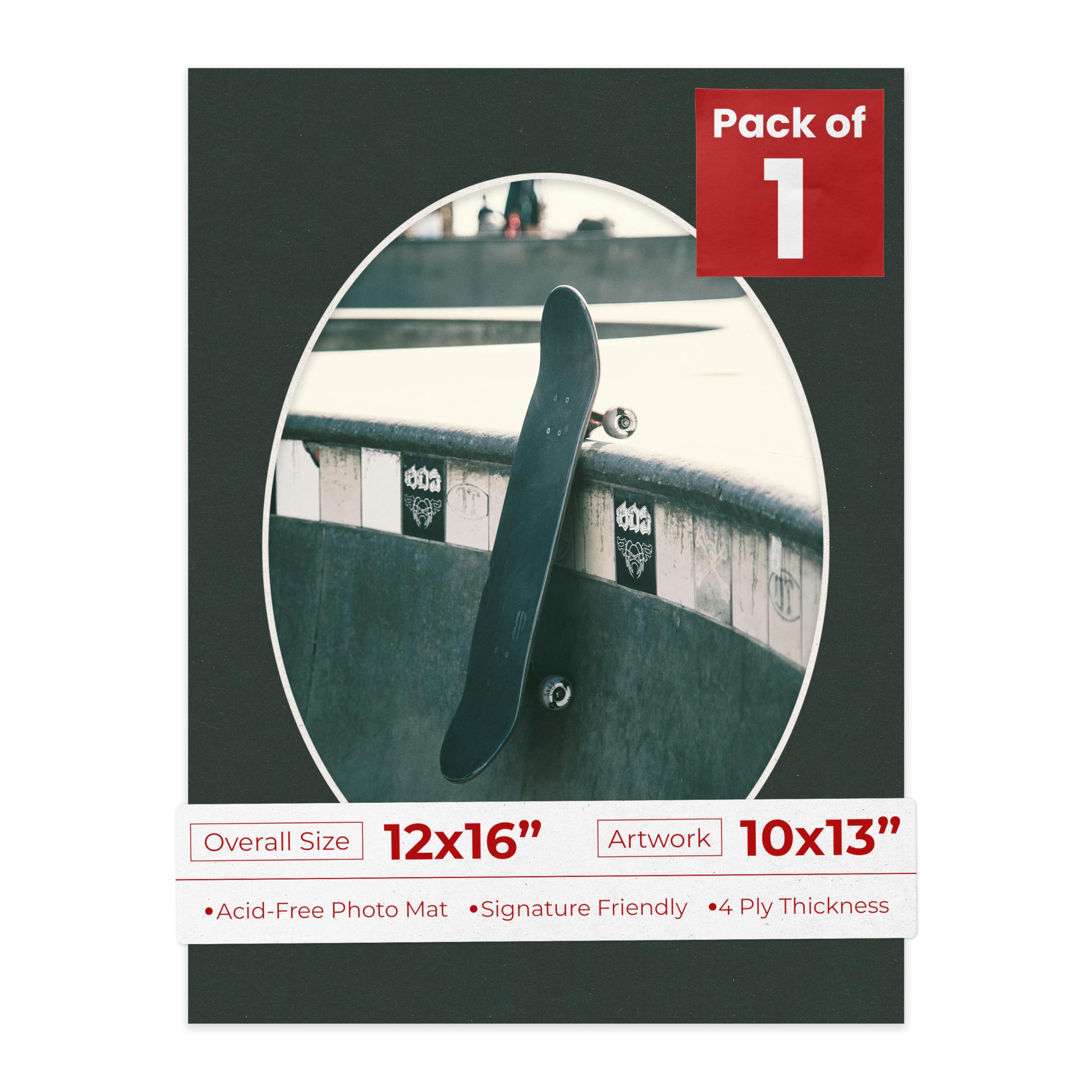 12x16 Mat Bevel Cut for 10x13 Photos - Precut Black Oval Shaped Photo Mat Board Opening - Acid Free Matte to Protect Your Pictures - Bevel Cut for Family Photos, Pack of 1 Matboard-image-10