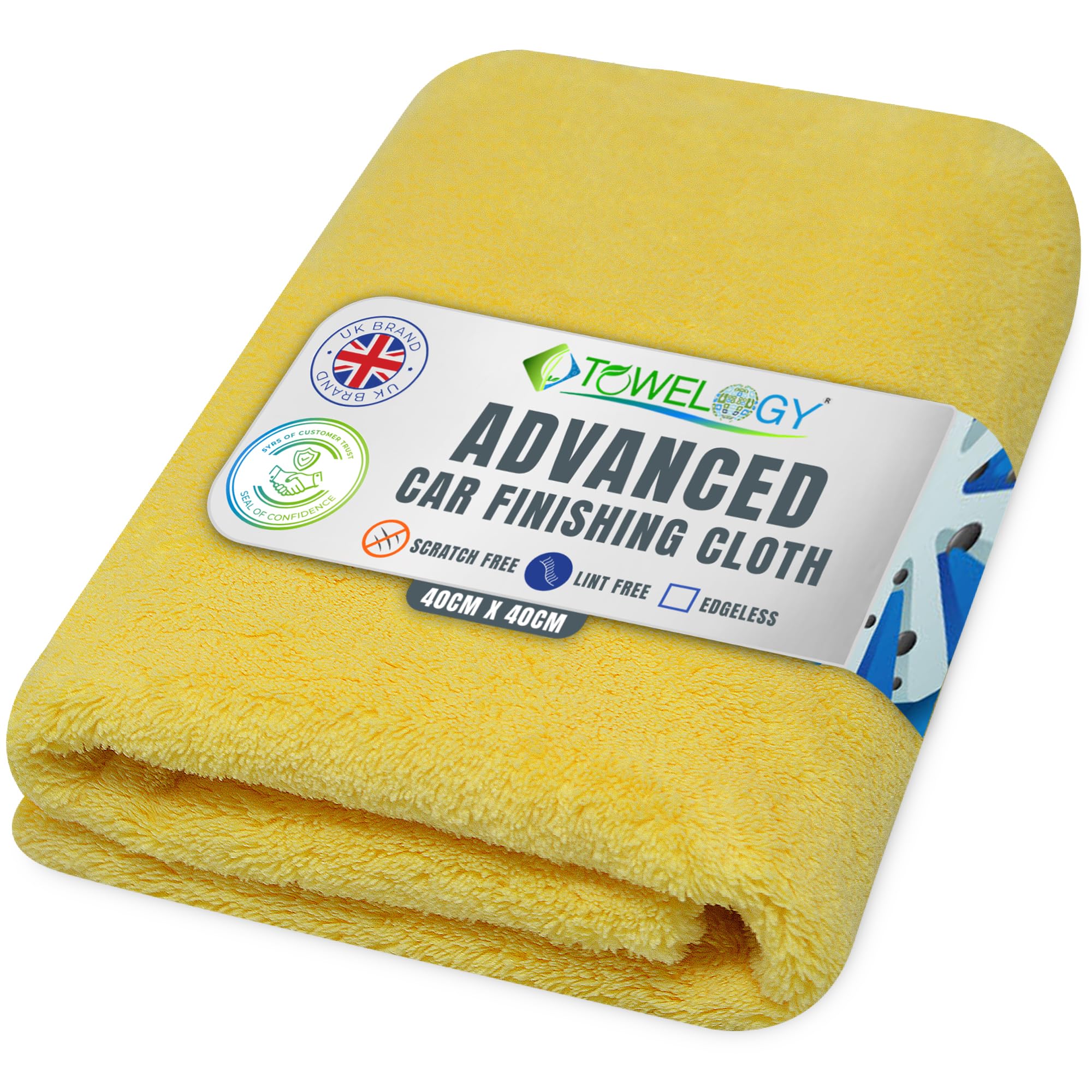 Towelogy® G53 Advanced Microfibre Car Finishing & Polishing Cloth Ultra Soft For Painted Exteriors (1, Yellow)