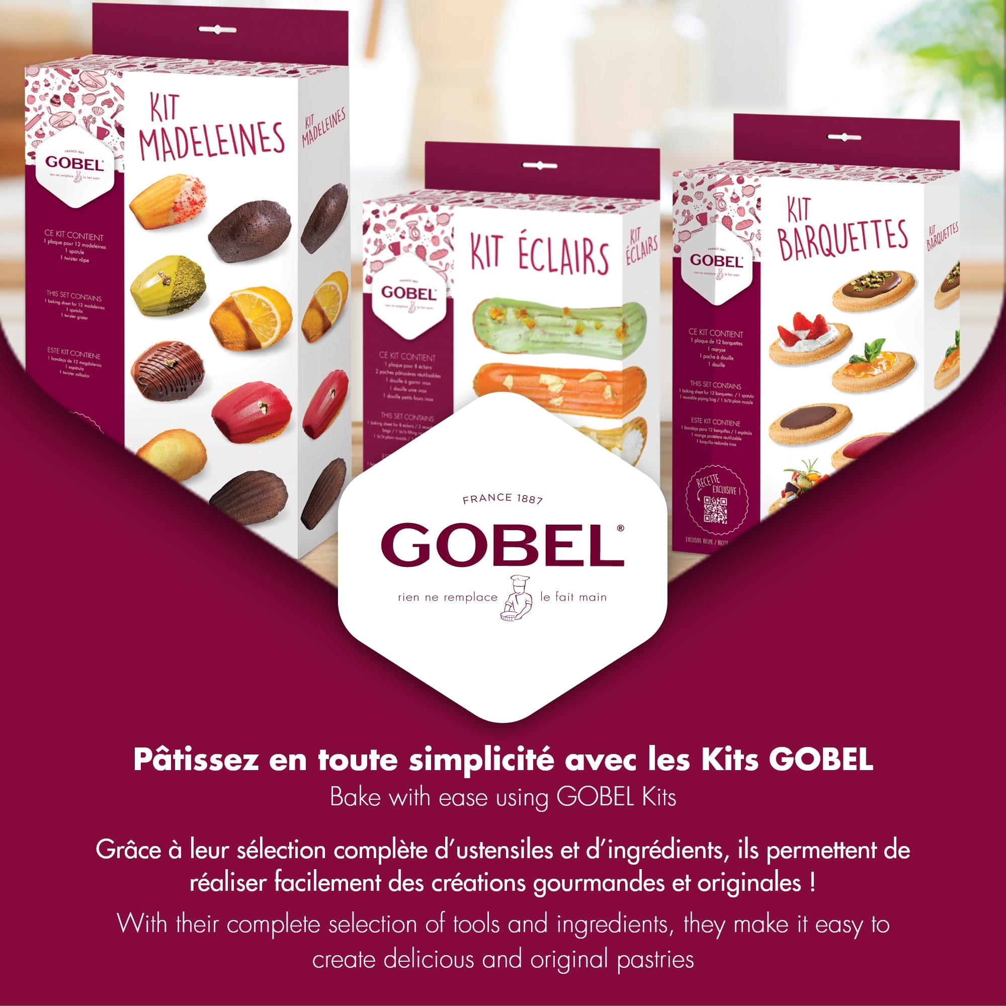 Gobel - Kit 1001 tartes - 1 Tourtière ronde cannelée Ø 28 cm - 6 Tartelettes rondes cannelées Ø 10 cm - 1 Pèle-pommes La Bonne Graine