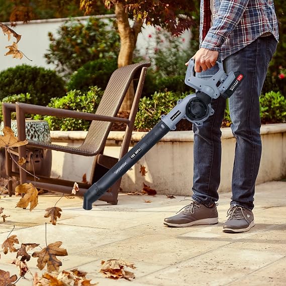 Cordless Leaf Blower, Electric Lawn Blower Cordless with 2 Batteries & Fast Charger, 3 Speed Modes, 270 Rotating Handle, Lightweight Battery Powered Blower for Yard Cleaning Patio Indoor U