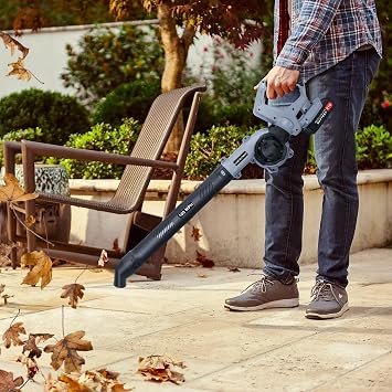 Cordless Leaf Blower, Electric Lawn Blower Cordless with 2 Batteries & Fast Charger, 3 Speed Modes, 270 Rotating Handle, Lightweight Battery Powered Blower for Yard Cleaning Patio Indoor U