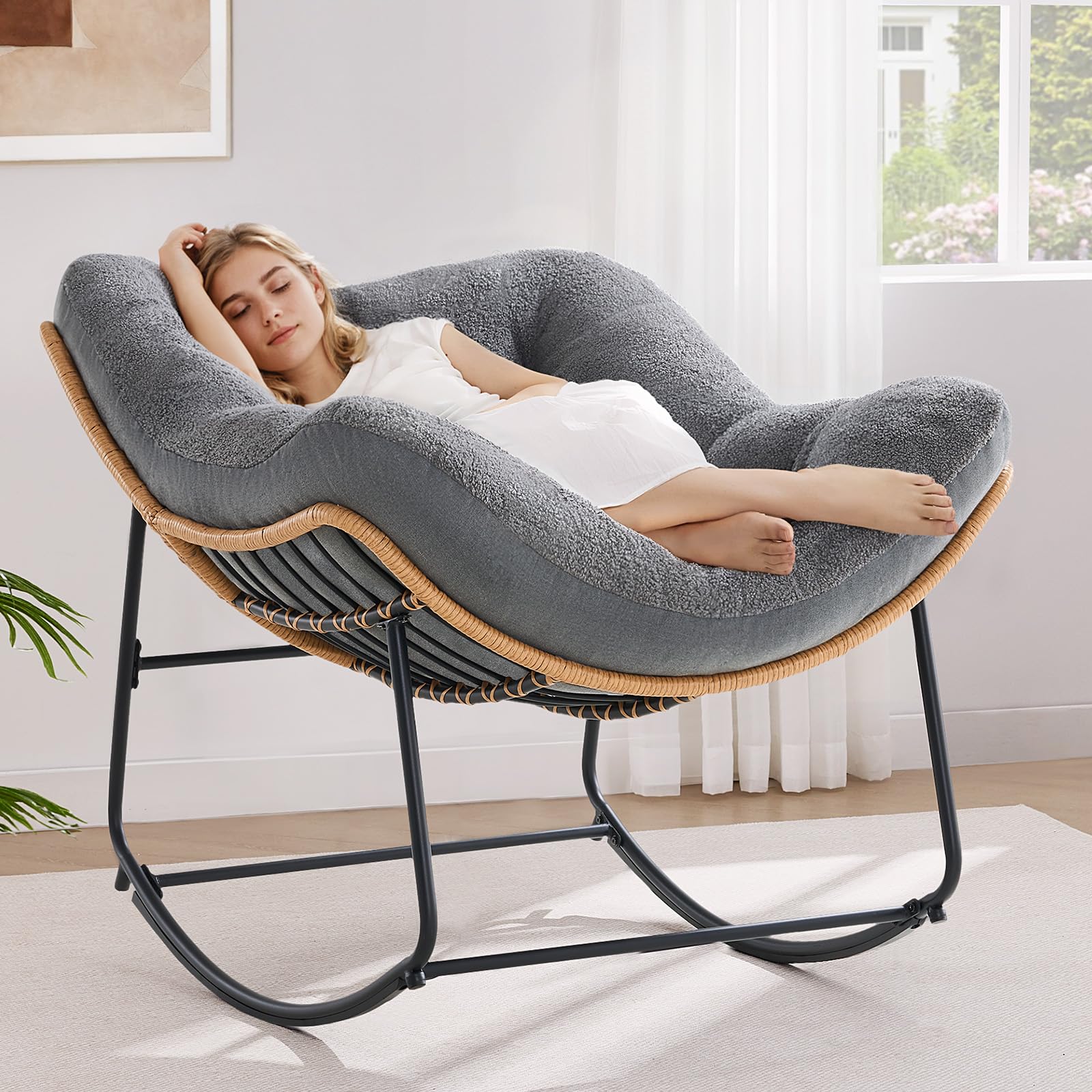 Amazon.com : ONBRILL Outdoor Rocking Chairs, Oversized Papasan