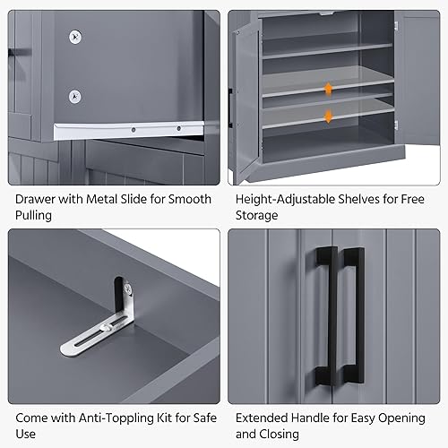 Miniatura 5 de Yaheetech Armario de almacenamiento de despensa de cocina con cajón, armarios de despensa de 72.5 pulgadas de alto con estantes ajustables y puertas
