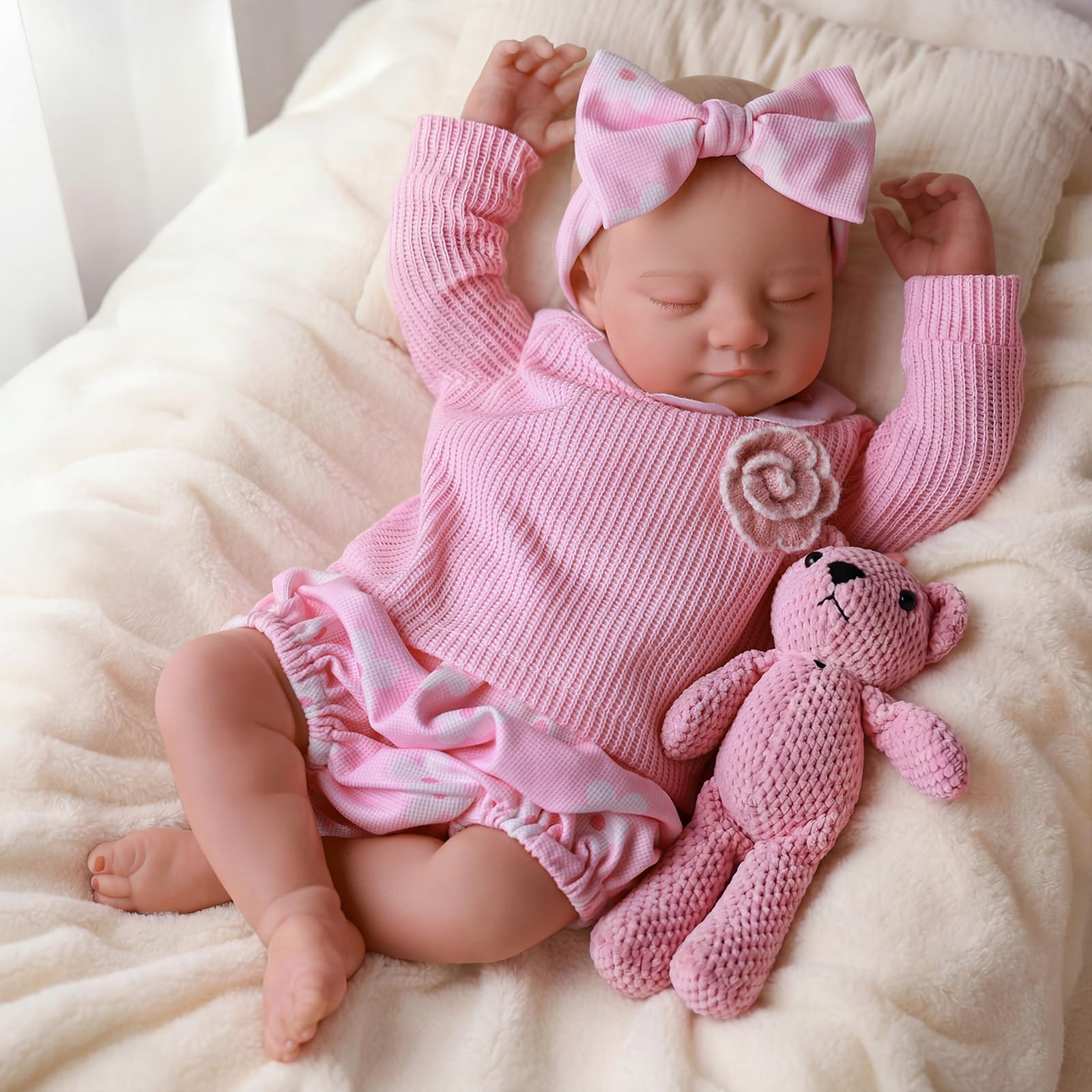JIZHI Lebensechte Reborn-Babypuppe – 20 Zoll Realistische Neugeborenen-Babypuppe mit Weichem Körper, Echtes Reborn-Puppen Mädchen mit Outfit und Komplettem Zubehör für Kinder 3+