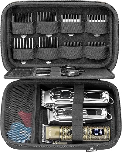 RAIACE Hard Storage Case Compatible with Hair Clippers, Protective Carrying Bag for Barber Accessories/for Guard Grooming Kits. (case only) - Black