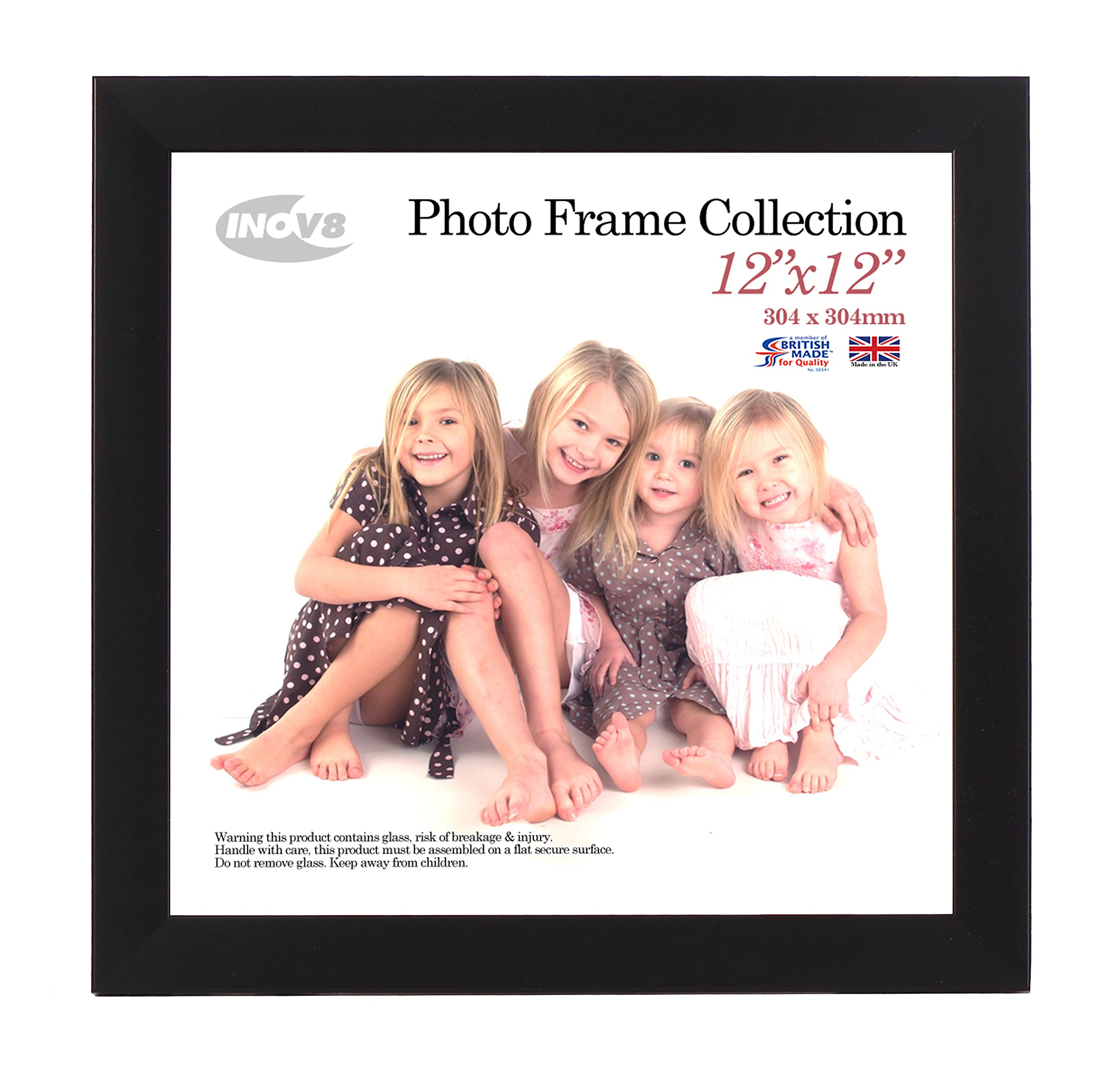 Inov8 FramingPFVS-SABK-1212 Photo Frame Satin Black 12x12 1PK, Wood, Black