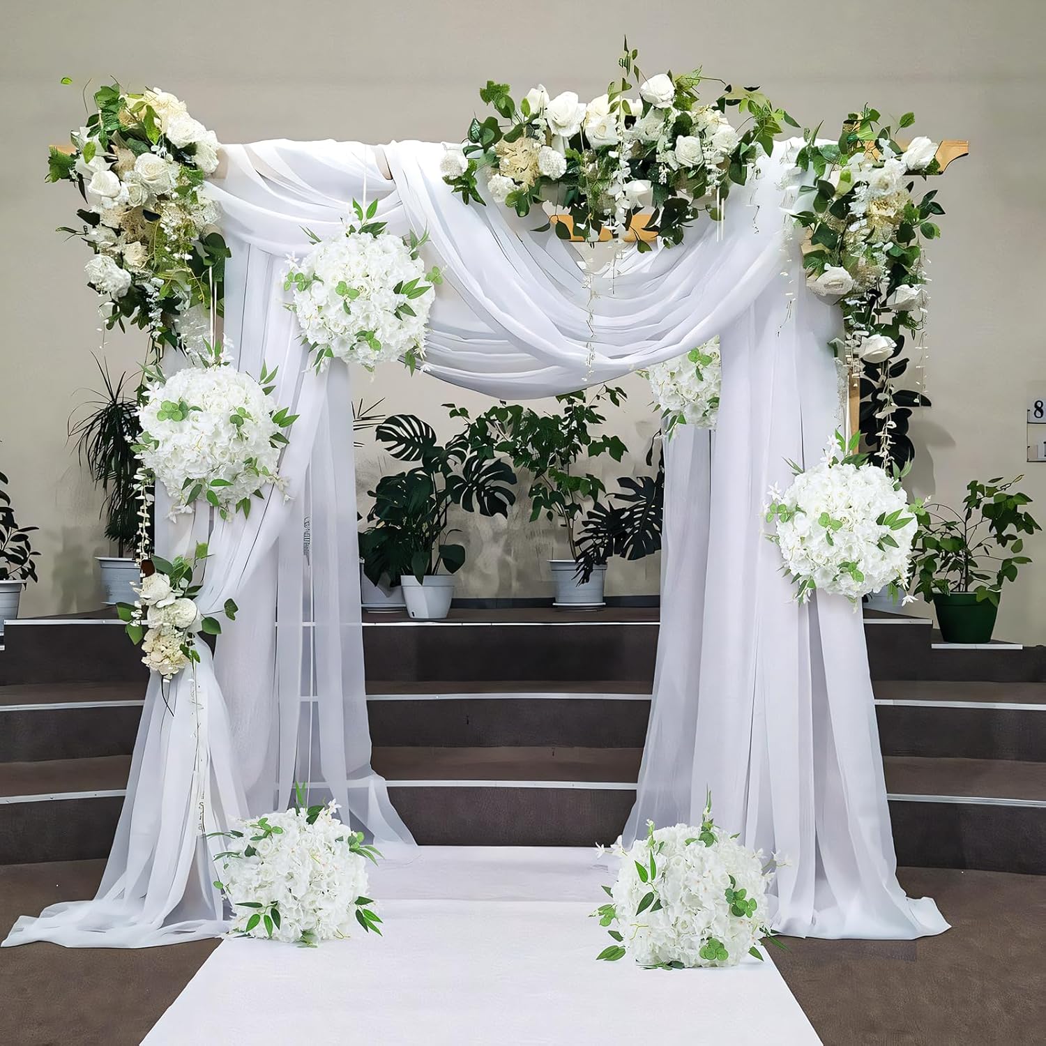 6pcs Wedding centerpieces for Tables 15.8" White Artificial Flowers Rose Ball Arrangements Silk Flower Balls Floral for Valentine's Day Party Table Home Decor (6, White, 15.8'' Diam)
