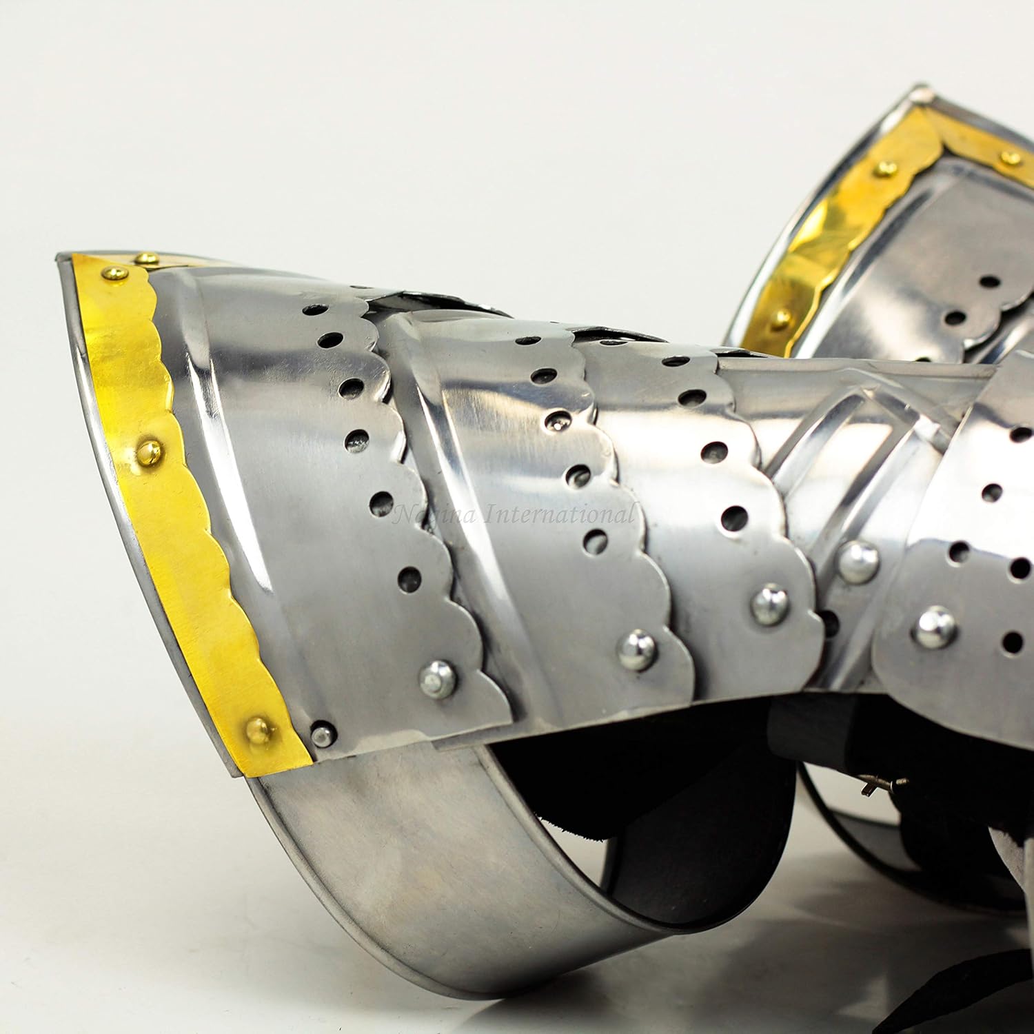 Nagina International Medieval Warrior Steel Gothic Knight Style Warrior Functional Gloves & Gauntlets | Brass Accent : Clothing, Shoes & Jewelry