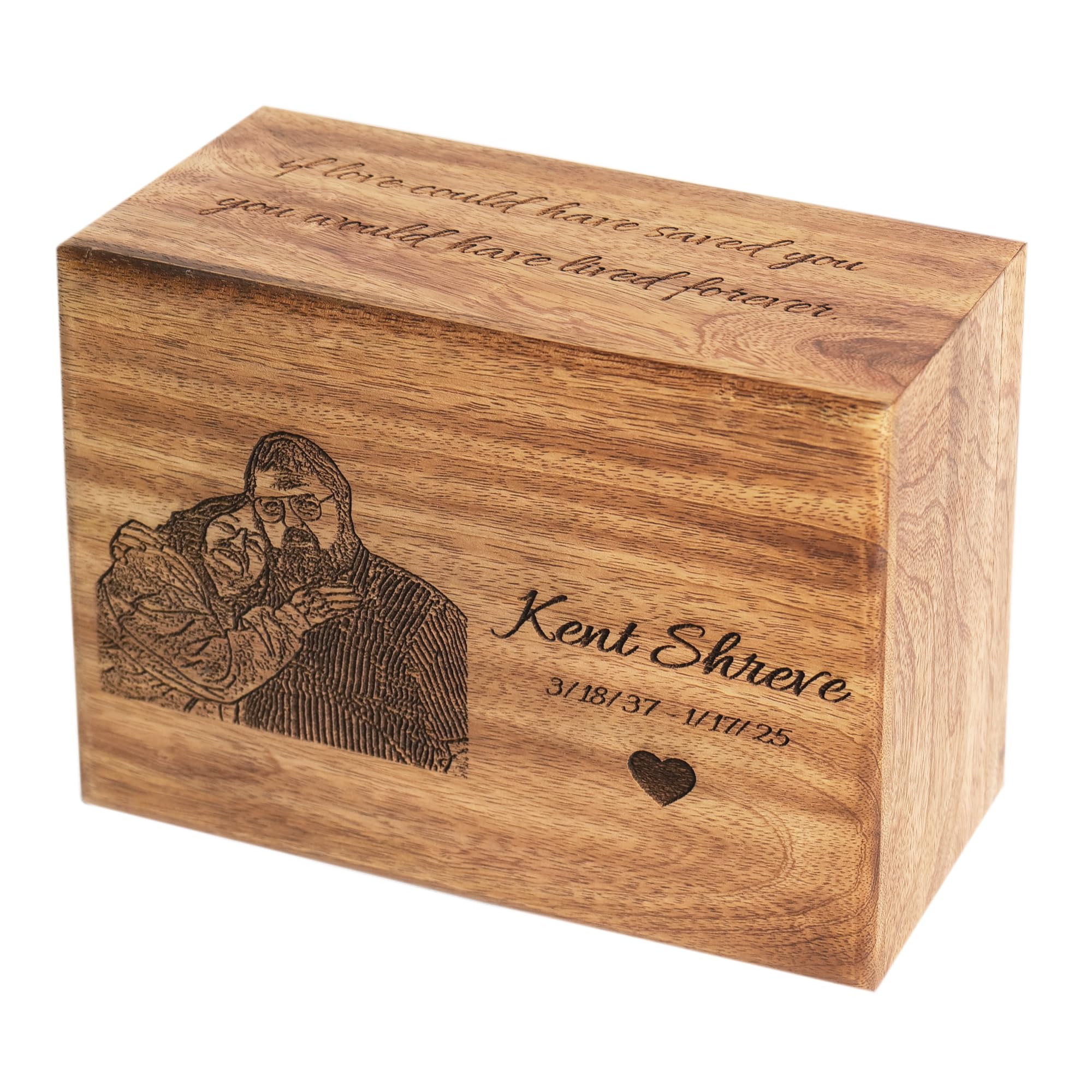 Urnas de cremación funerarias personalizadas hechas a mano para cenizas humanas para adultos, urnas de entierro para columbario, urna con foto grabada