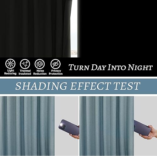 Miniatura 3 de DriftAway Pinch - Cortinas plisadas de lino 100 % opacas para ventana de sala de estar de 52 pulgadas de ancho por 84 pulgadas de largo, 2 paneles