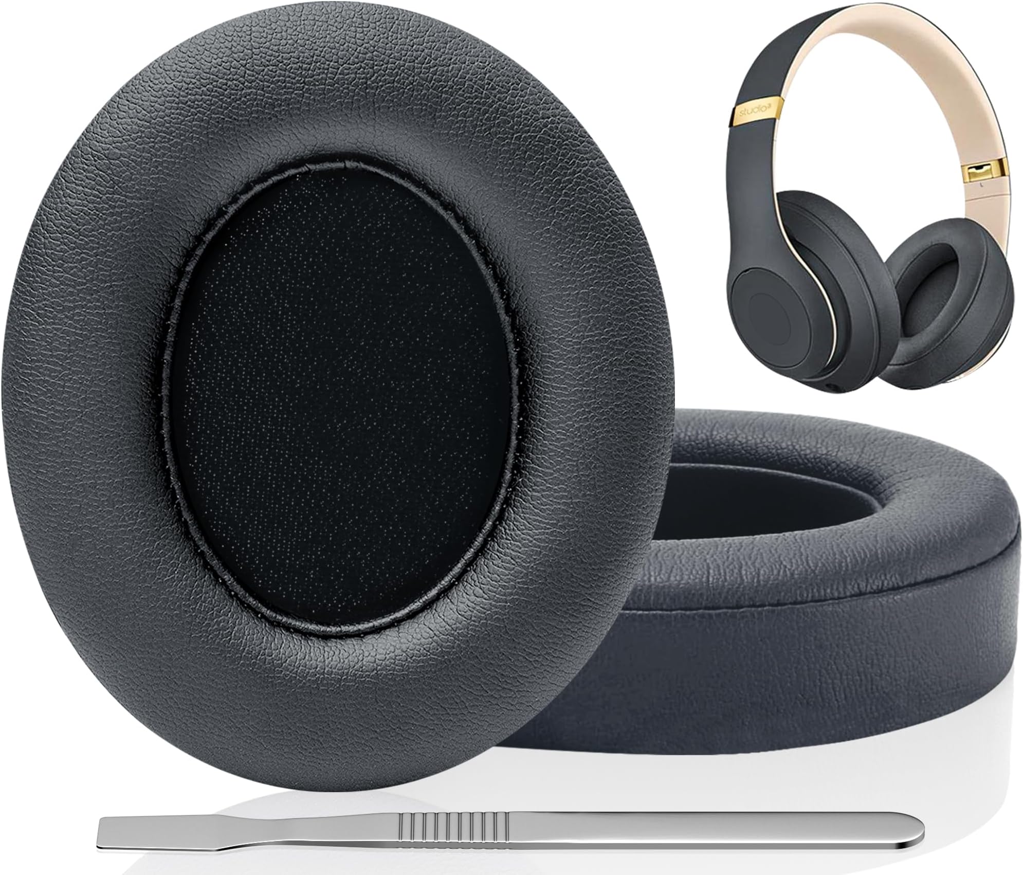 FEYCH Replacement Ear Pads for Beats Studio 3 & Studio 2 Wireless/Wired, Extra Thick Earpads with Pro-Grade Protein Leather and Noise Isolation Memory Foam, Fits Model B0500/B0501/A1914 (Titanium)
