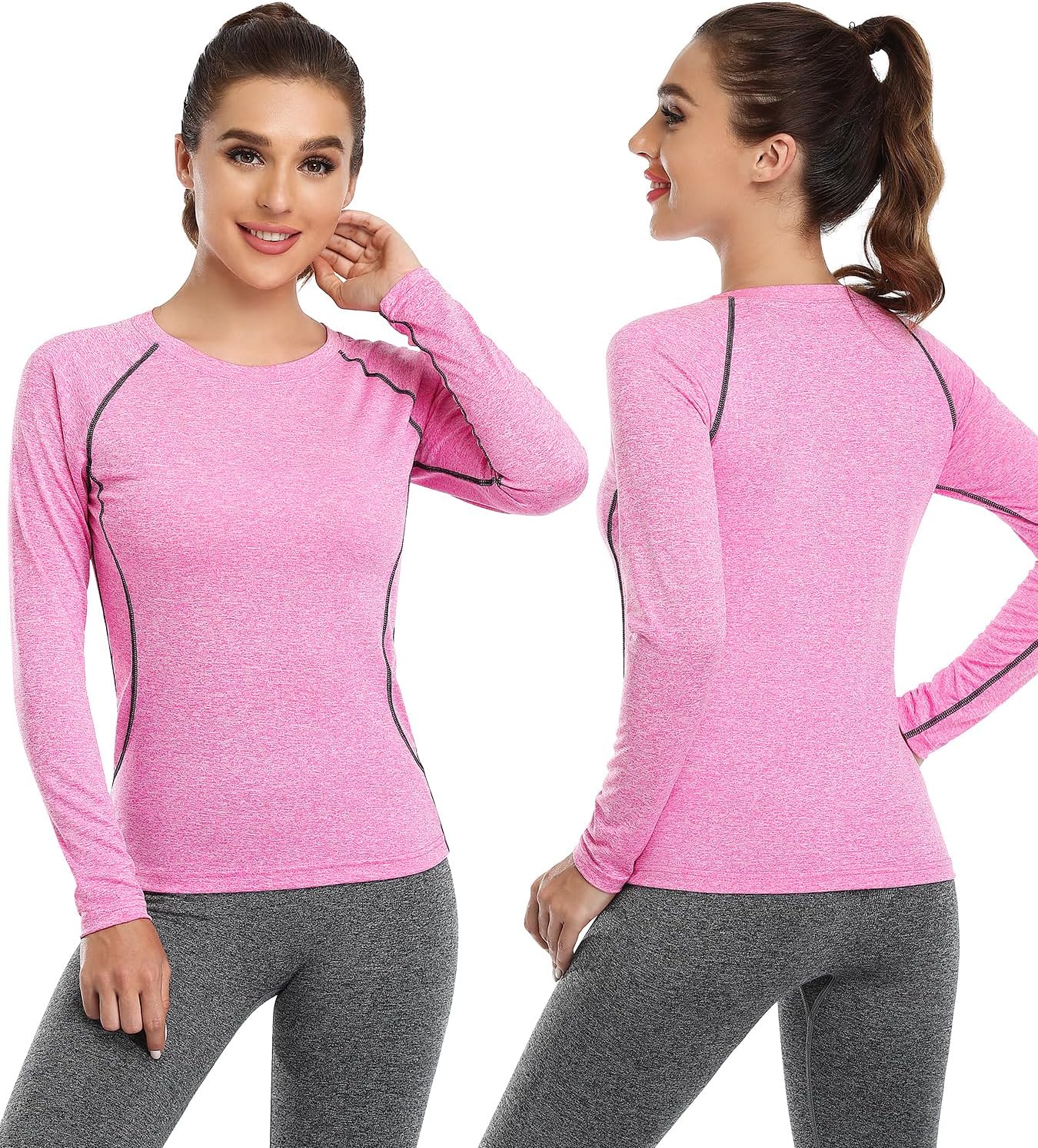 Womens Long Sleeve Moisture Wicking Tee Shirt Long Sleeve Workout Tops for Women Dry Fit Yoga Athletic Running T Shirt - Image 4