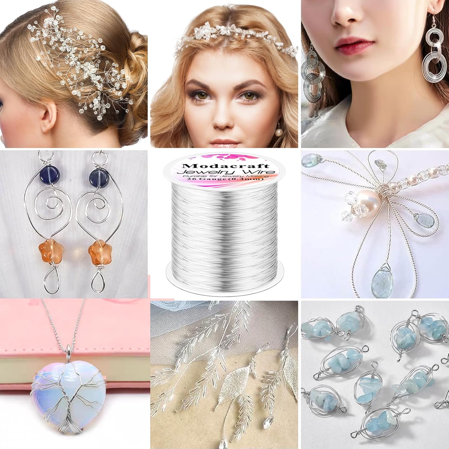 Modacraft 26 Gauge Wire for Jewelry Making with Multipurpose Piler, 328.1 FT/0.4 mm Craft Silver Jewelry Wire Tarnish Resistant Copper Beading Making Supplies and Crafting (Silver) - Image 6