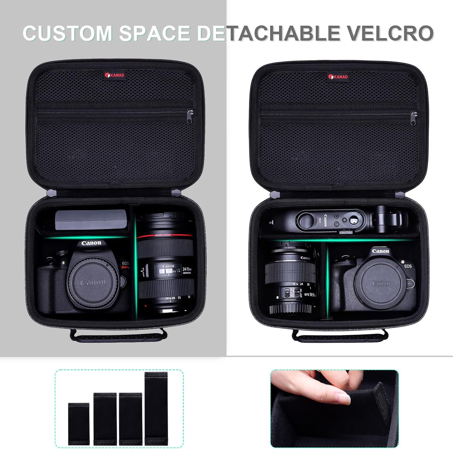 XANAD Camera Case Compatible with Canon EOS Rebel T7/R100/R50/R6 MarkII/R50 V/R8/R10/R6 MarkIII/R5 Mark II/RP/R7/5D MarkIV/R5 Canon Sony Panasonic Nikon DSLR Mirrorless Camera,Lens,Tripod,Black - Image 5