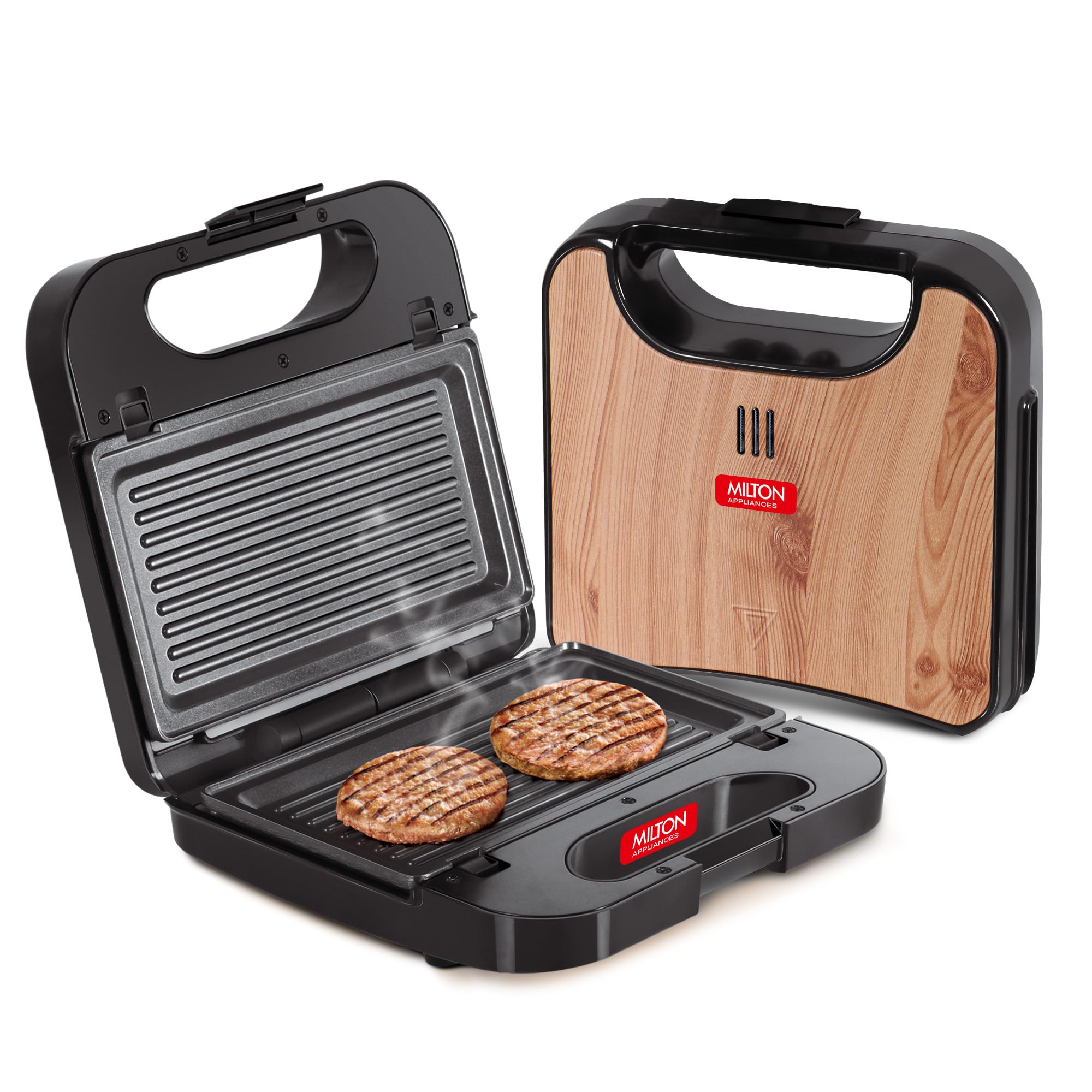 Milton Sandwich & Grill HSM002 2-IN-1 Grill Sandwich Maker, Sandwich Griller and Toaster with Detachable Plates, 850 Watt, Sandwich Maker Electric Griller for Home, 2 Year Warranty