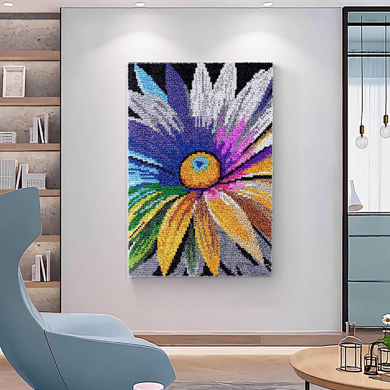 RxiBeFuw 130 x 150 cm zestaw do robienia gobelinów, zestaw do haftu krzyżykowego dla dorosłych, zestaw dywaników z haczykiem zatrzaskowym, zestawy do haftu z haczykiem, zestaw do szydełkowania