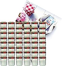 MamboCat Lot de 50 bocaux en verre de 350 ml | Bocaux de conservation + couvercle Twist-Off fruits + livret de recettes gratuit | Pour la conservation et la conservation | Passe au four