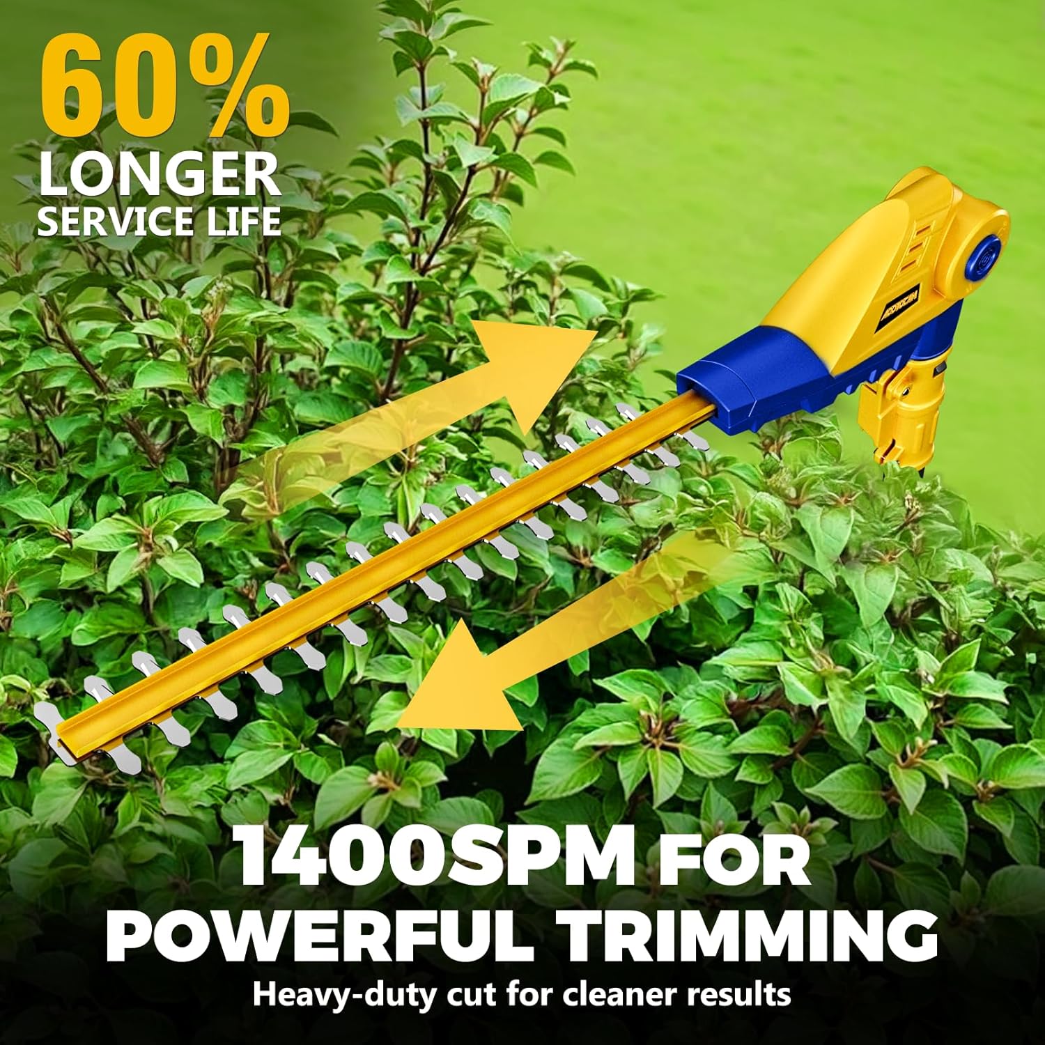 Cordless Pole Hedge Trimmer for Dewalt 20V Max Battery,16'' Dual Action Blades,8-Feet Reach,Electric Hedge Trimmer with Extension Pole,Bare Tool Only