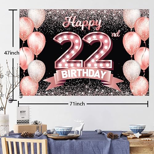 Vista 242 de Happy 21st Birthday Rose Gold Banner Backdrop Cheers to 21 Years Old Confetti Balloons Theme Decor Decorations for Women 21 Years Old Pink Birthday