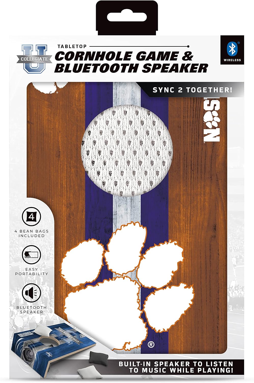 SOAR NCAA Tabletop Cornhole Game and Bluetooth Speaker