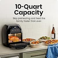 Vista 4 de CHEFMAN Freidora de aire digital multifuncional+ asador, deshidratador, horno de convección, 17 ajustes preestablecidos de pantalla táctil