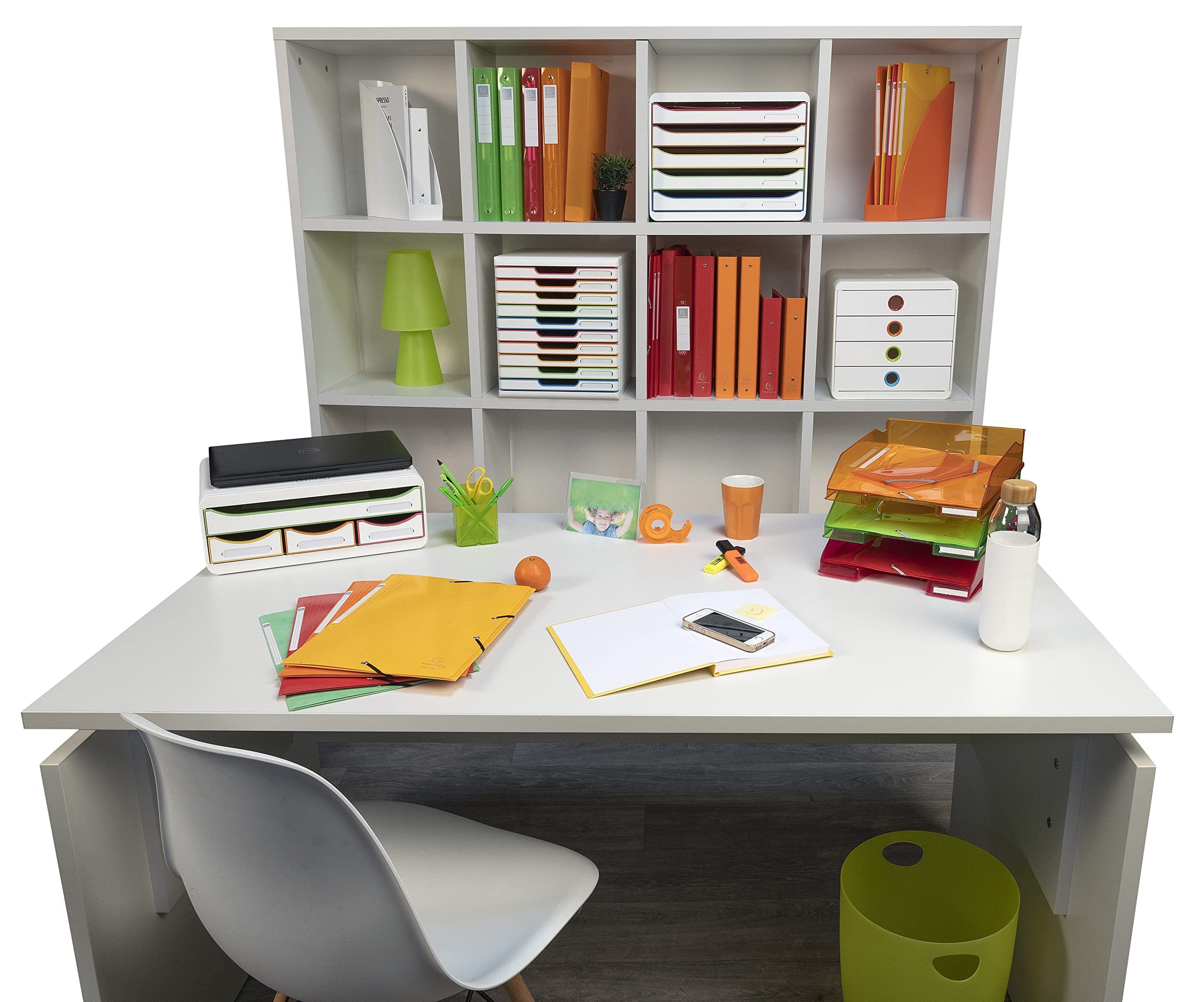 Exacompta - Rif. 302913D MODULO A4 - Cassettiera 10 cassetti chiusi per documenti A4+ - Dimensioni esterne: profondità 35 x larghezza 28,8 x altezza 32 cm - bianco/arlecchino/bianco