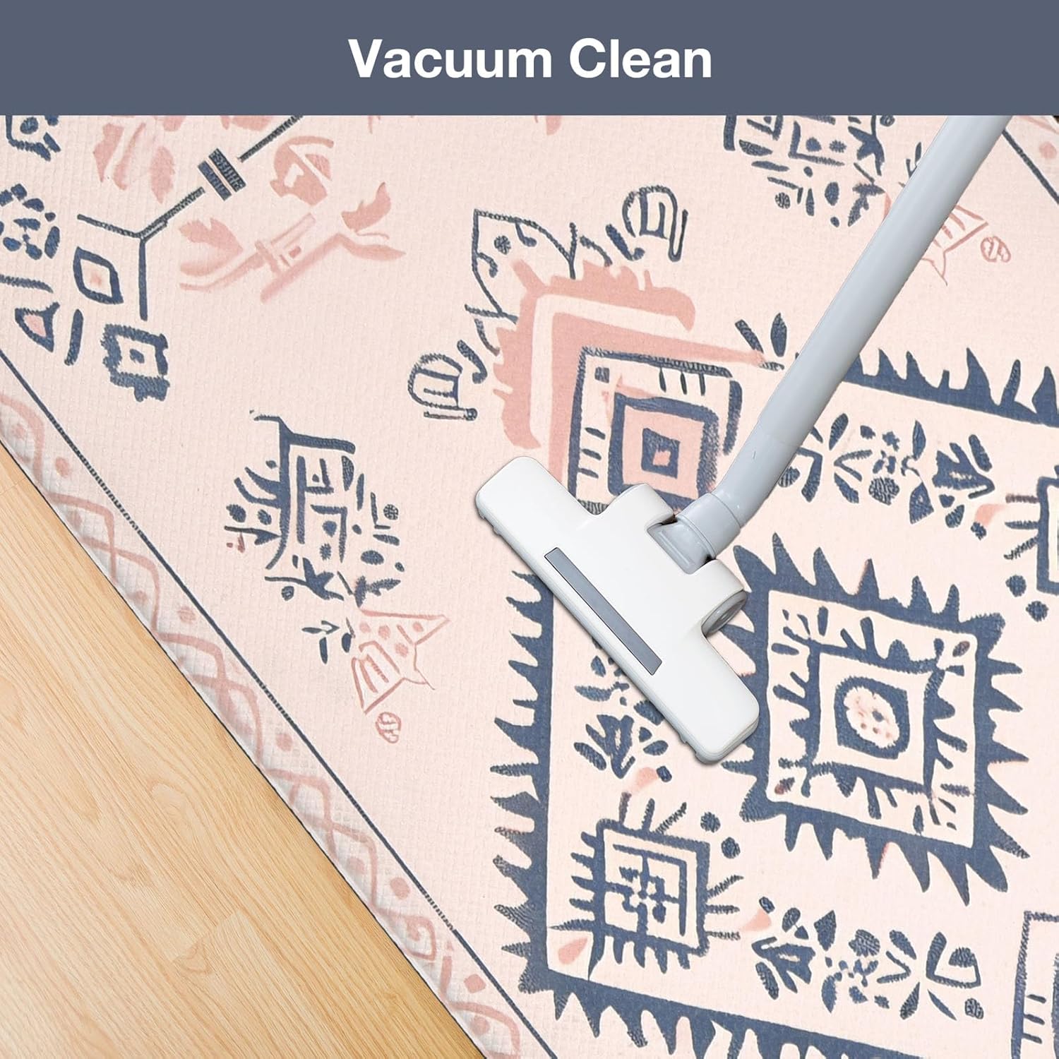 Kitchen Rugs Set of 2, Cushioned Anti Fatigue Kitchen Mats for Floor, Non Slip Waterproof Standing Mat for Home Decor, Vintage Geometric Aztec Pattern Rugs 17.3×30+17.3×47inch,Pink