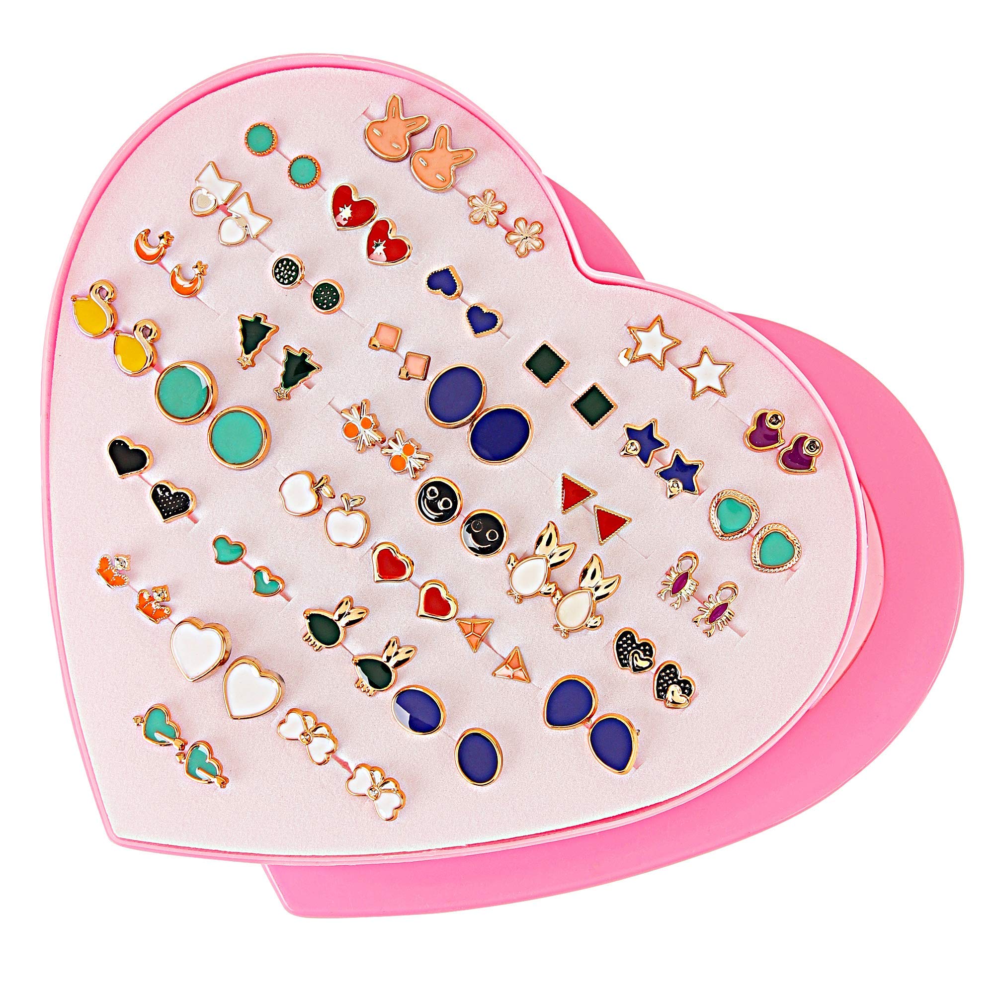Multicolor Base Metal Stud Earrings (Set of 36 Pairs)