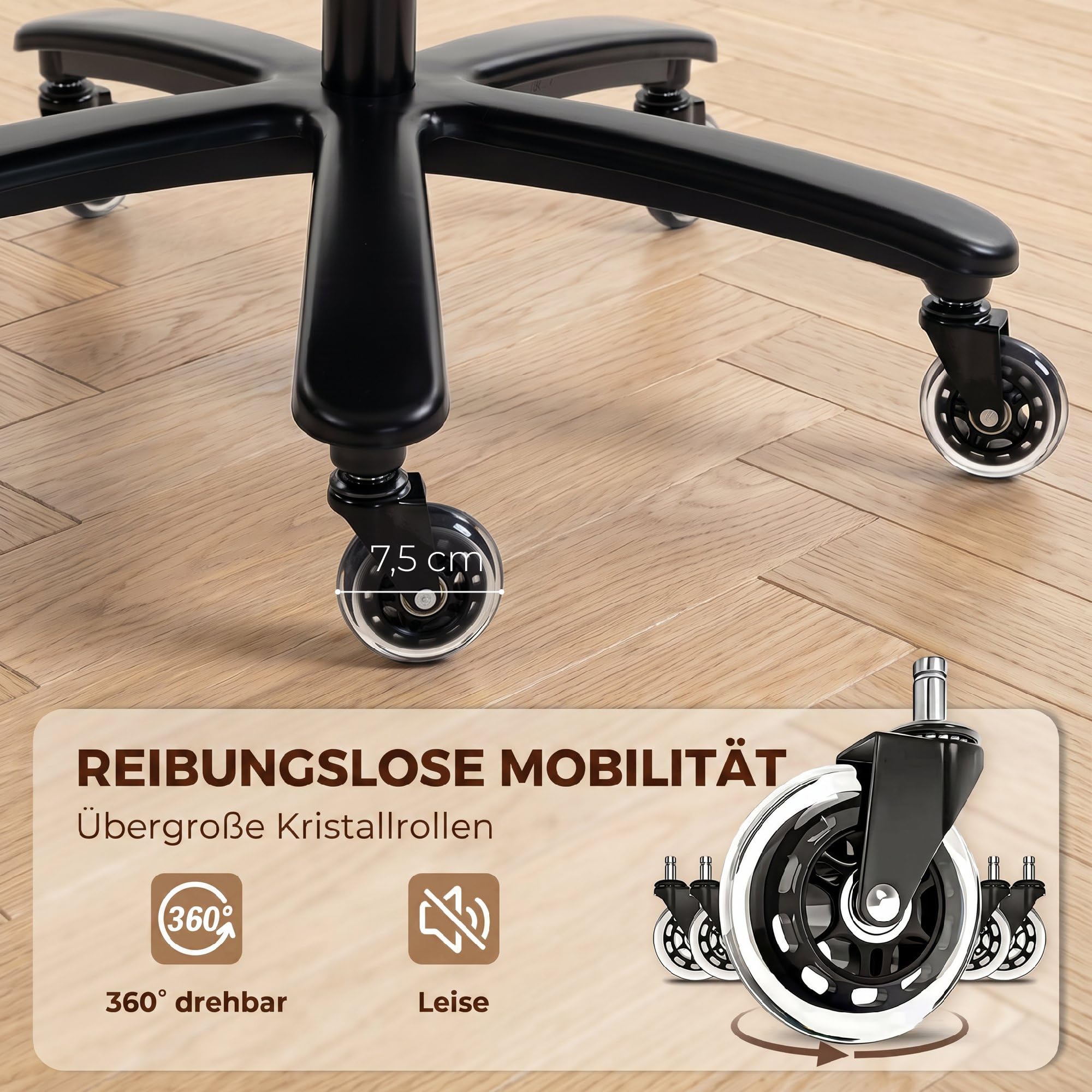 HOMCOM Bürostuhl Ergonomischer Chefsessel Wippfunktion 180 kg Hellgrau | Hochklappbare Armlehnen, Breiter XXL Sitz, Höhenverstellbarer Schreibtischstuhl, Airbag-Lendenstütze, Drehstuhl