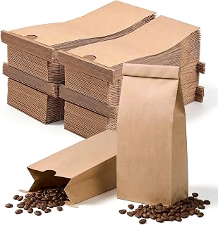 Mifoci 400 Pcs 1 lb Kraft Coffee Bags 16 oz Tin Tie Bag with Poly Liner | Bulk, Resealable Brown Kraft Coffee Bags, Grease Resistant for Cookies Food Retail Household Storage