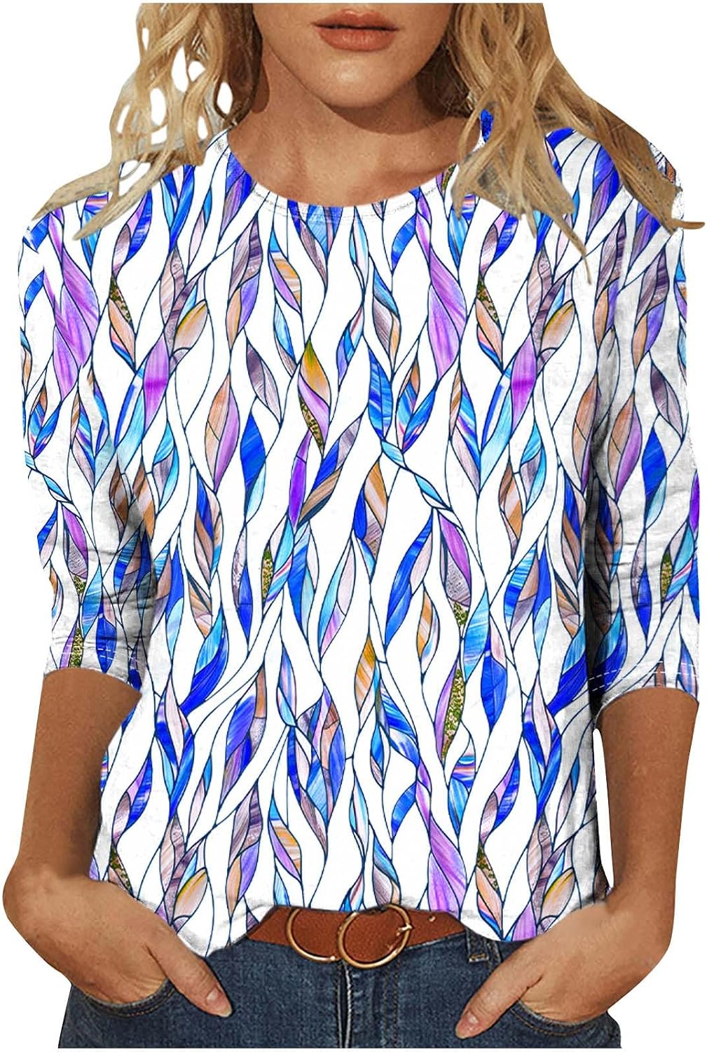 Summer Floral Print Tops for Women Short Sleeve Crew Neck Geometric T Shirts Dressy Casual Blouses Trendy Outfits