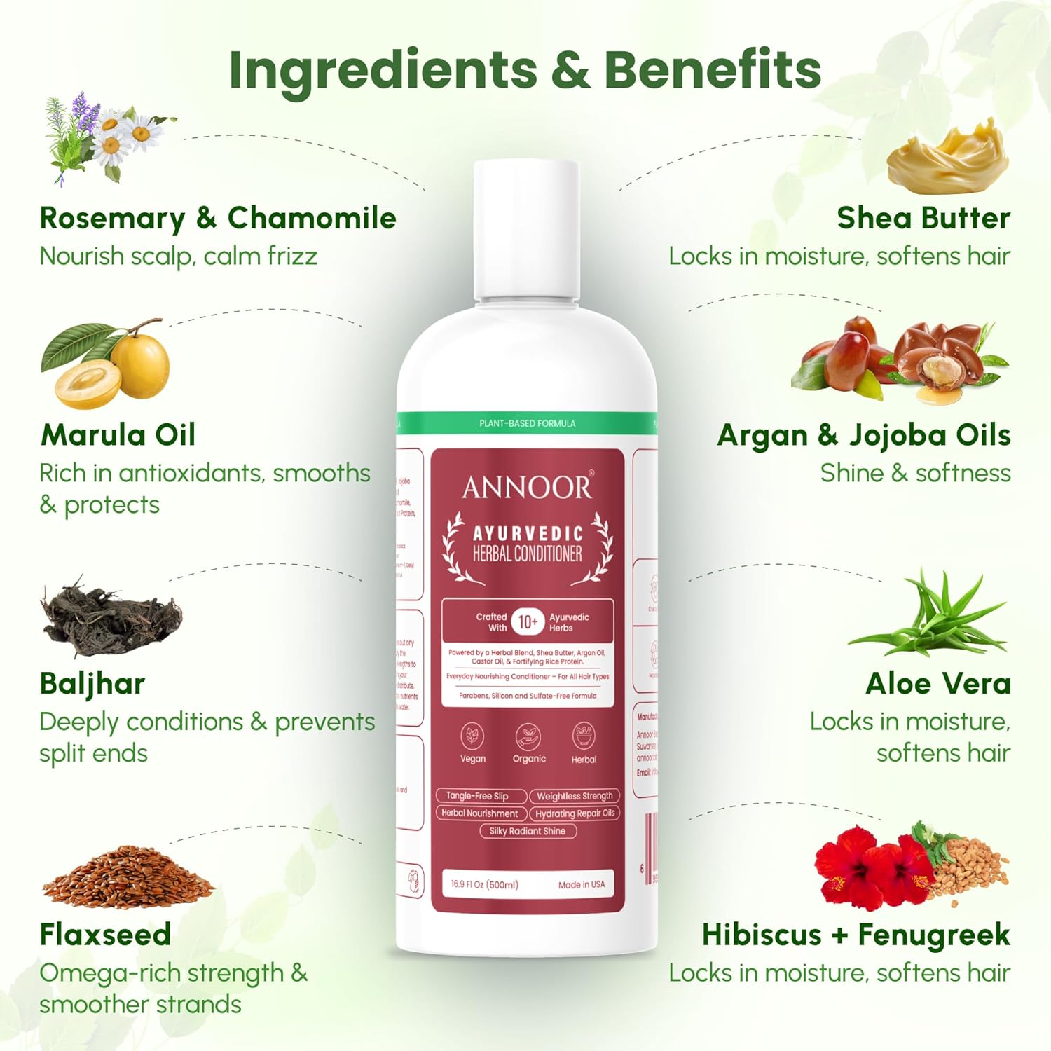 Ayurvedic Herbal Shampoo & Conditioner Set – Sulfate-Free, Plant-Based Duo for Hydration, Strength & Nourishment (2 x 16.9 fl oz / 500 mL) - Image 7