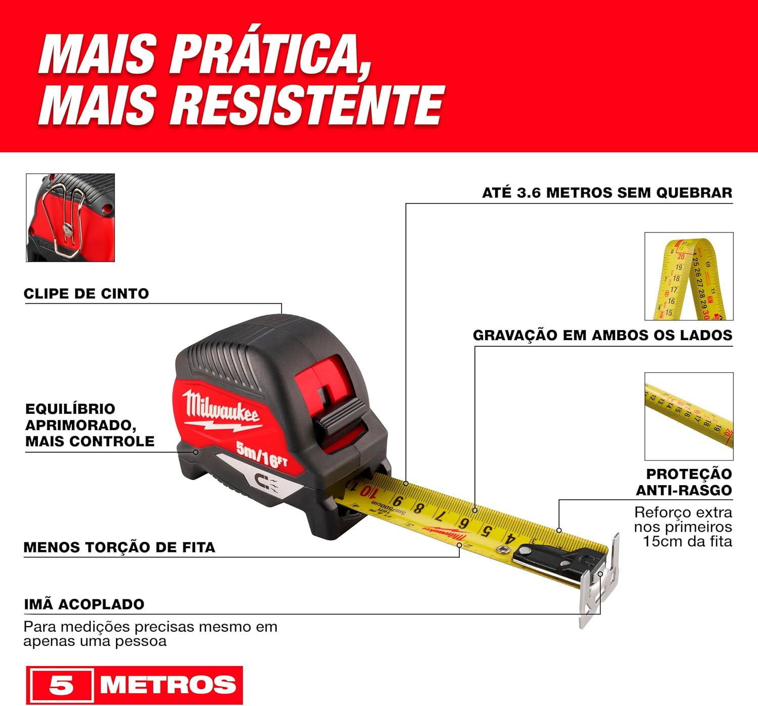 Milwaukee Electric - 5M/16FT Magnetic Tape Measure